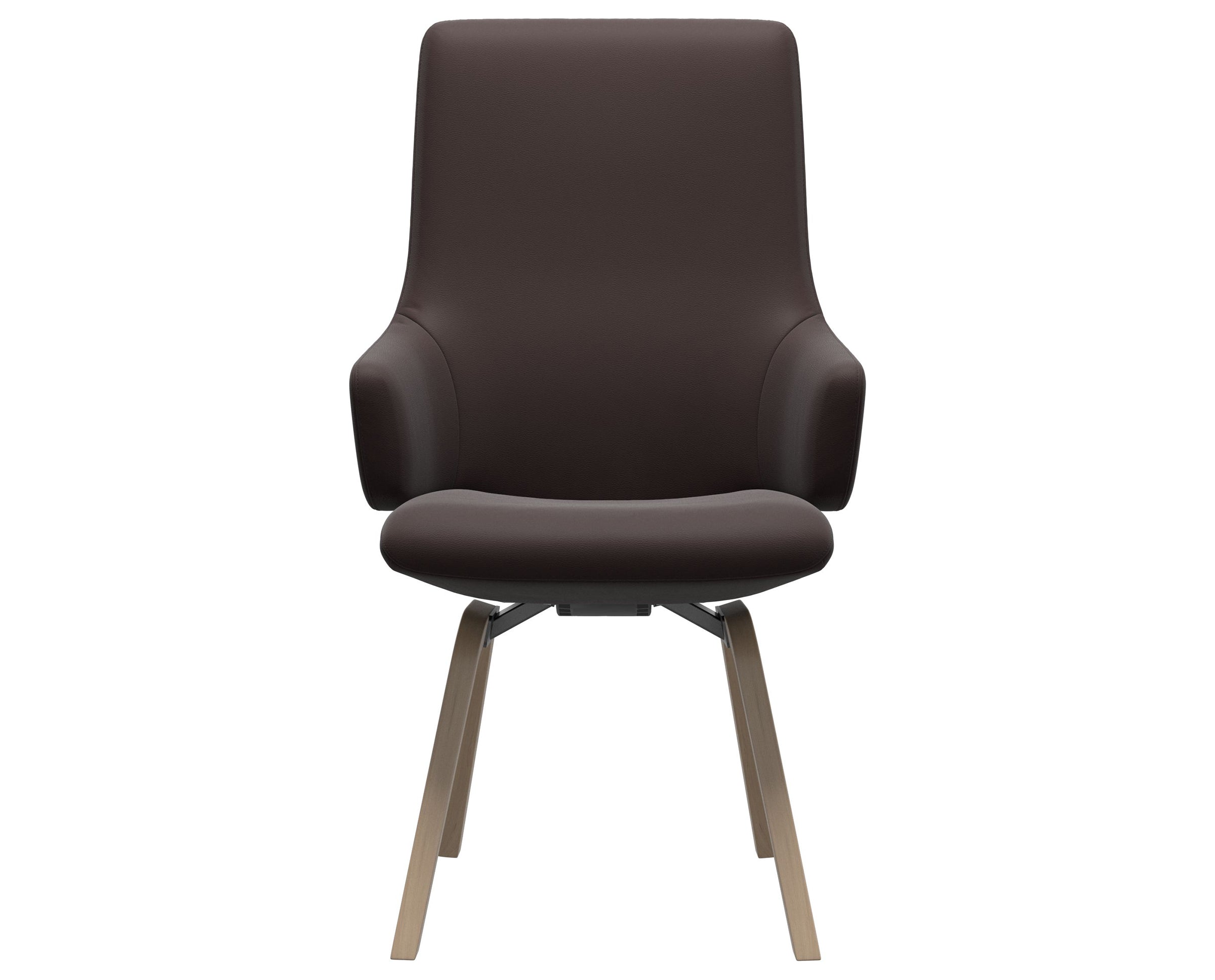 Paloma Leather Chocolate and Natural Base | Stressless Laurel High Back D200 Dining Chair w/Arms | Valley Ridge Furniture