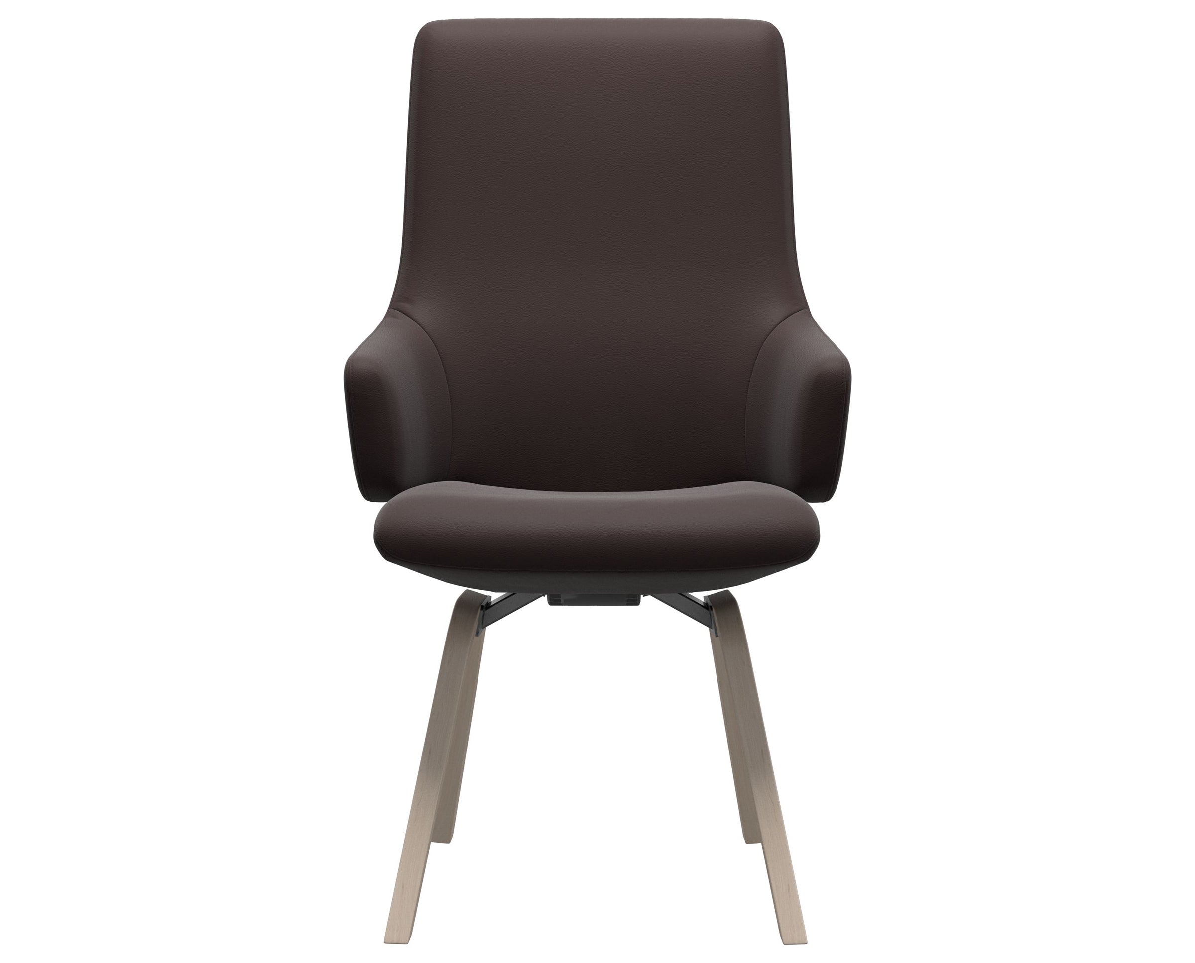 Paloma Leather Chocolate and Whitewash Base | Stressless Laurel High Back D200 Dining Chair w/Arms | Valley Ridge Furniture