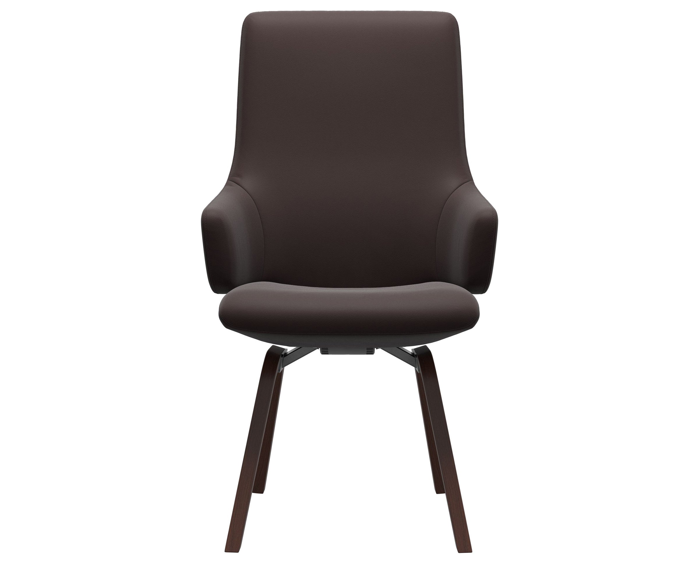 Paloma Leather Chocolate and Walnut Base | Stressless Laurel High Back D200 Dining Chair w/Arms | Valley Ridge Furniture