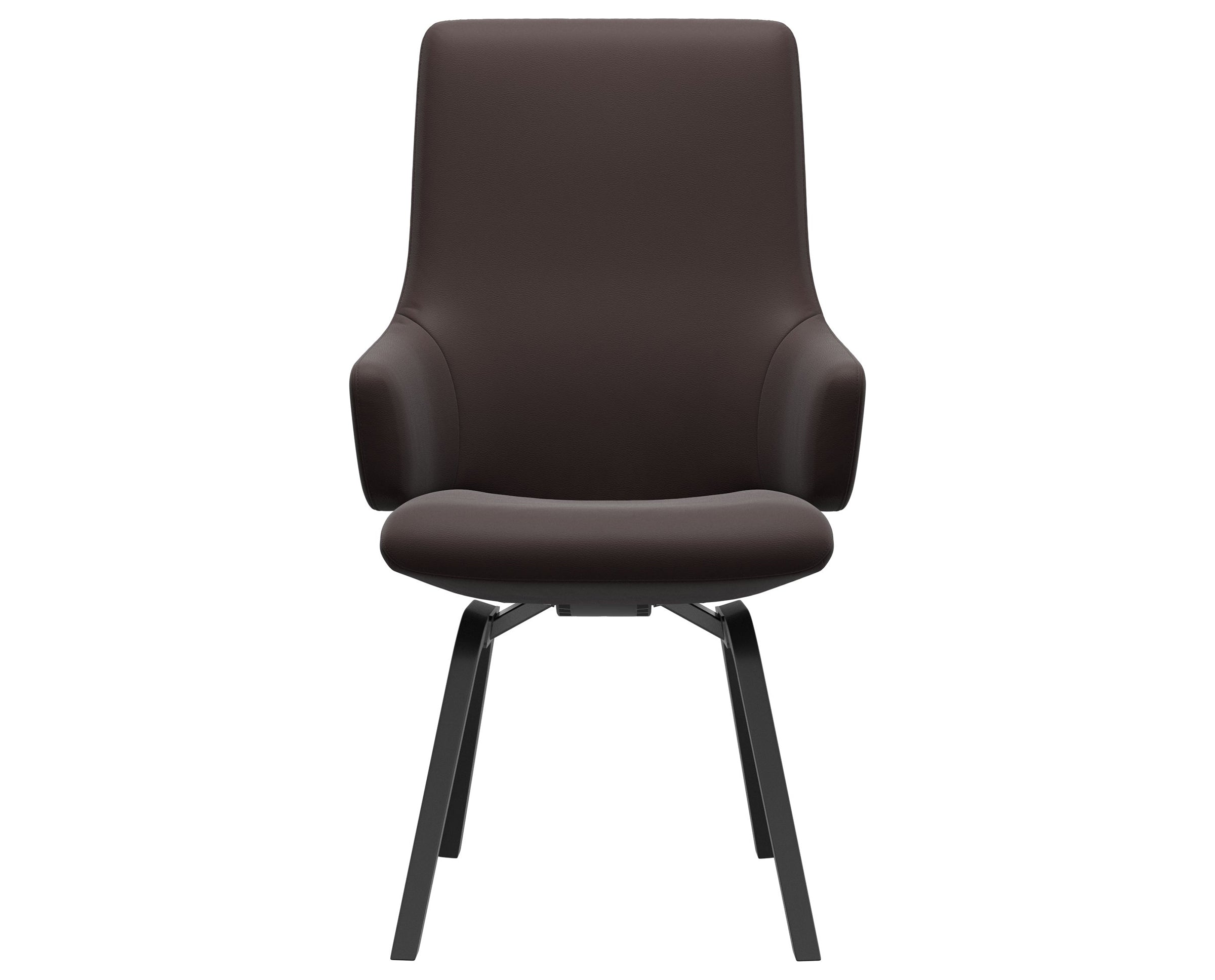 Paloma Leather Chocolate and Black Base | Stressless Laurel High Back D200 Dining Chair w/Arms | Valley Ridge Furniture