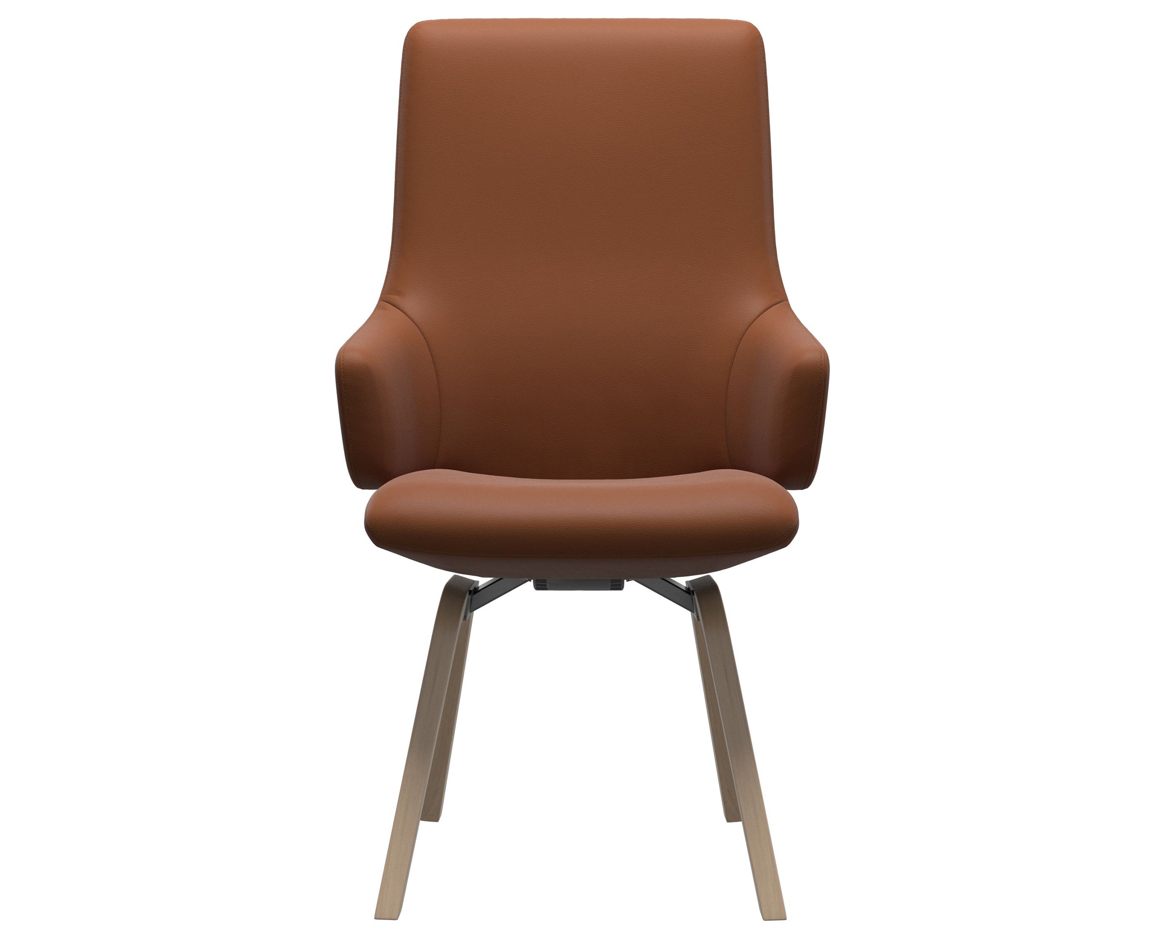 Paloma Leather New Cognac and Natural Base | Stressless Laurel High Back D200 Dining Chair w/Arms | Valley Ridge Furniture