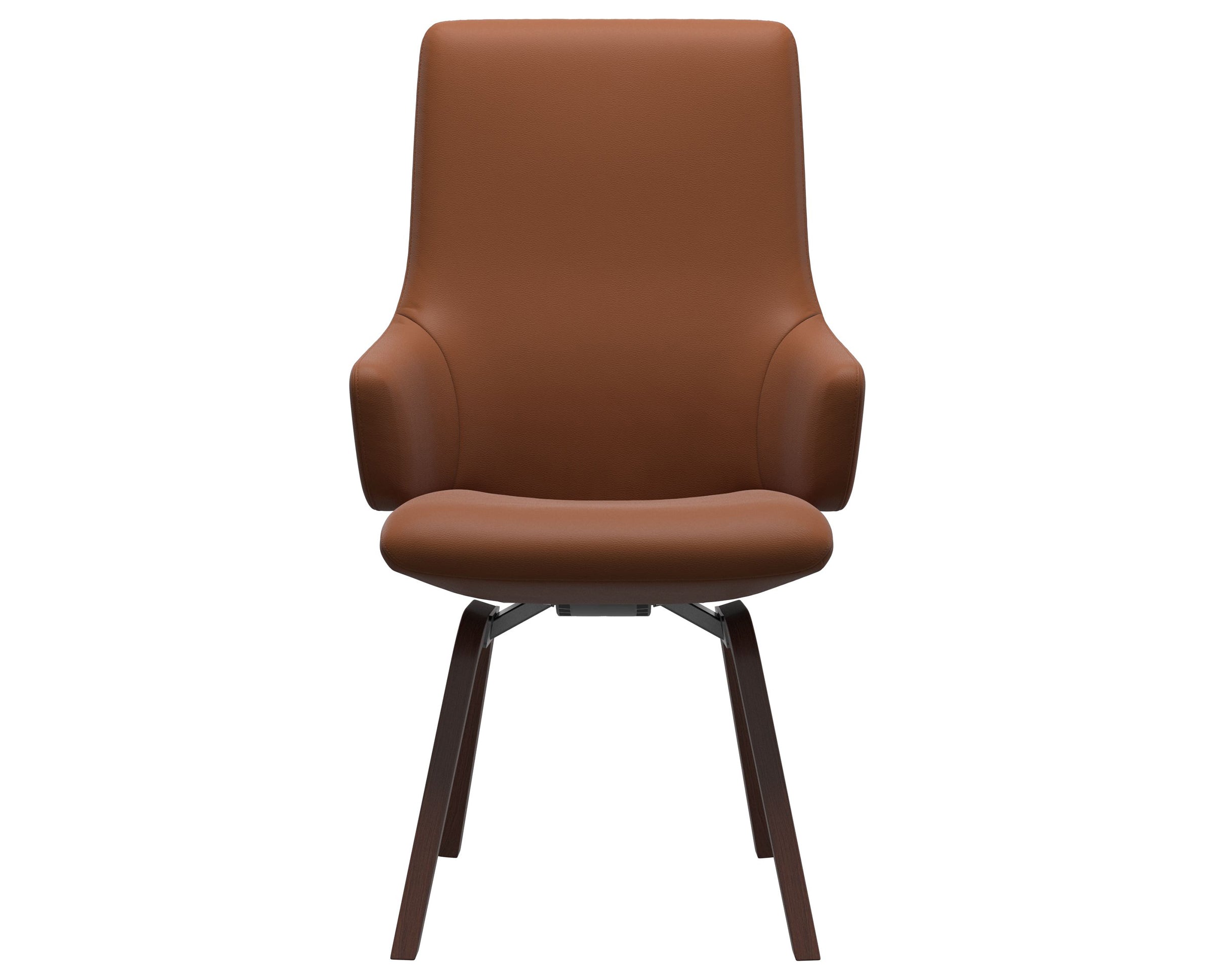Paloma Leather New Cognac and Walnut Base | Stressless Laurel High Back D200 Dining Chair w/Arms | Valley Ridge Furniture
