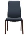 Paloma Leather Oxford Blue and Walnut Base | Stressless Laurel High Back D100 Dining Chair | Valley Ridge Furniture
