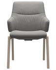 Paloma Leather Silver Grey and Whitewash Base | Stressless Mint Low Back D100 Dining Chair w/Arms | Valley Ridge Furniture