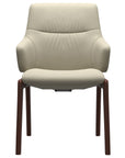 Paloma Leather Light Grey and Walnut Base | Stressless Mint Low Back D100 Dining Chair w/Arms | Valley Ridge Furniture