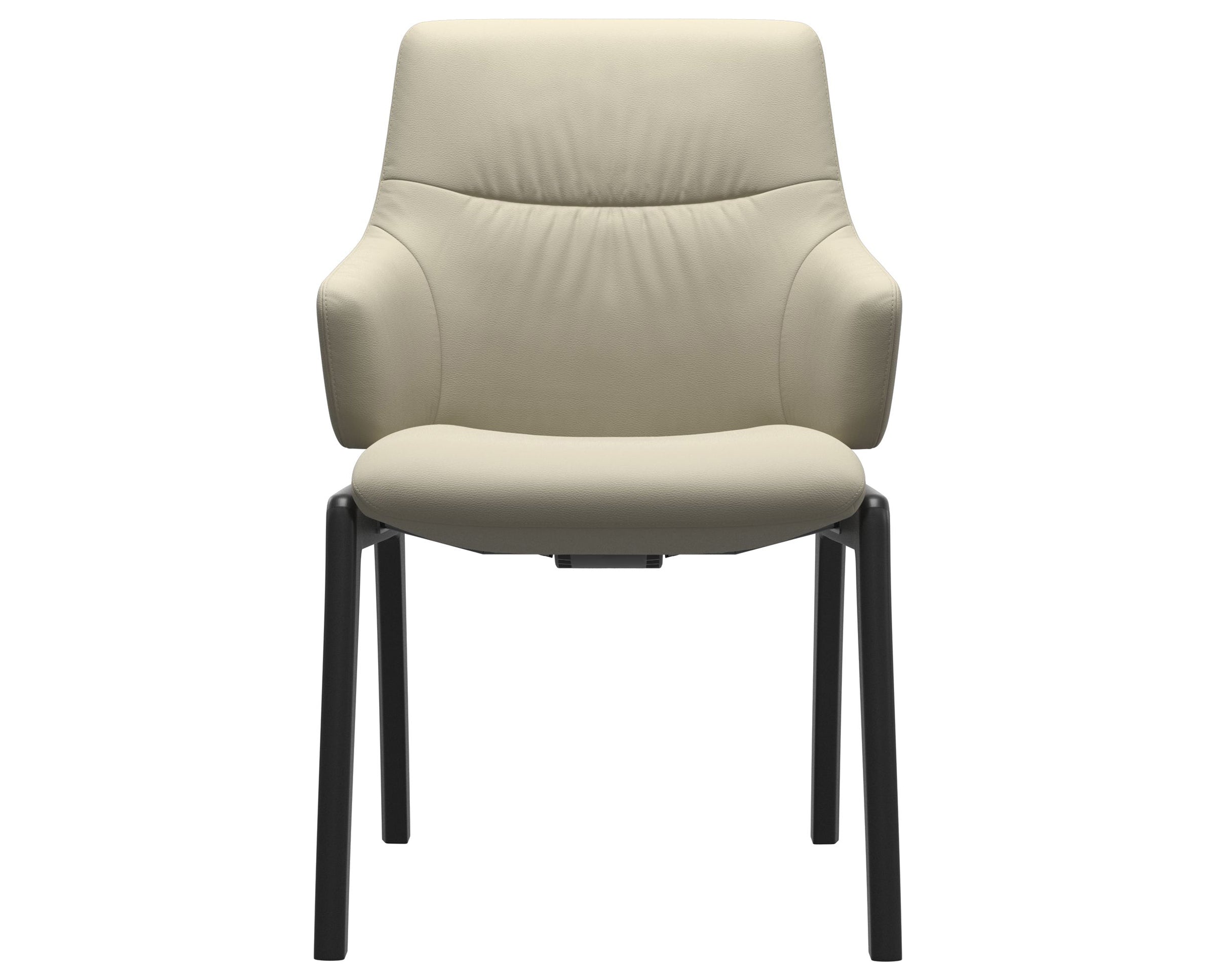 Paloma Leather Light Grey and Black Base | Stressless Mint Low Back D100 Dining Chair w/Arms | Valley Ridge Furniture