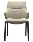 Paloma Leather Light Grey and Black Base | Stressless Mint Low Back D100 Dining Chair w/Arms | Valley Ridge Furniture