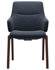 Paloma Leather Oxford Blue and Walnut Base | Stressless Mint Low Back D100 Dining Chair w/Arms | Valley Ridge Furniture