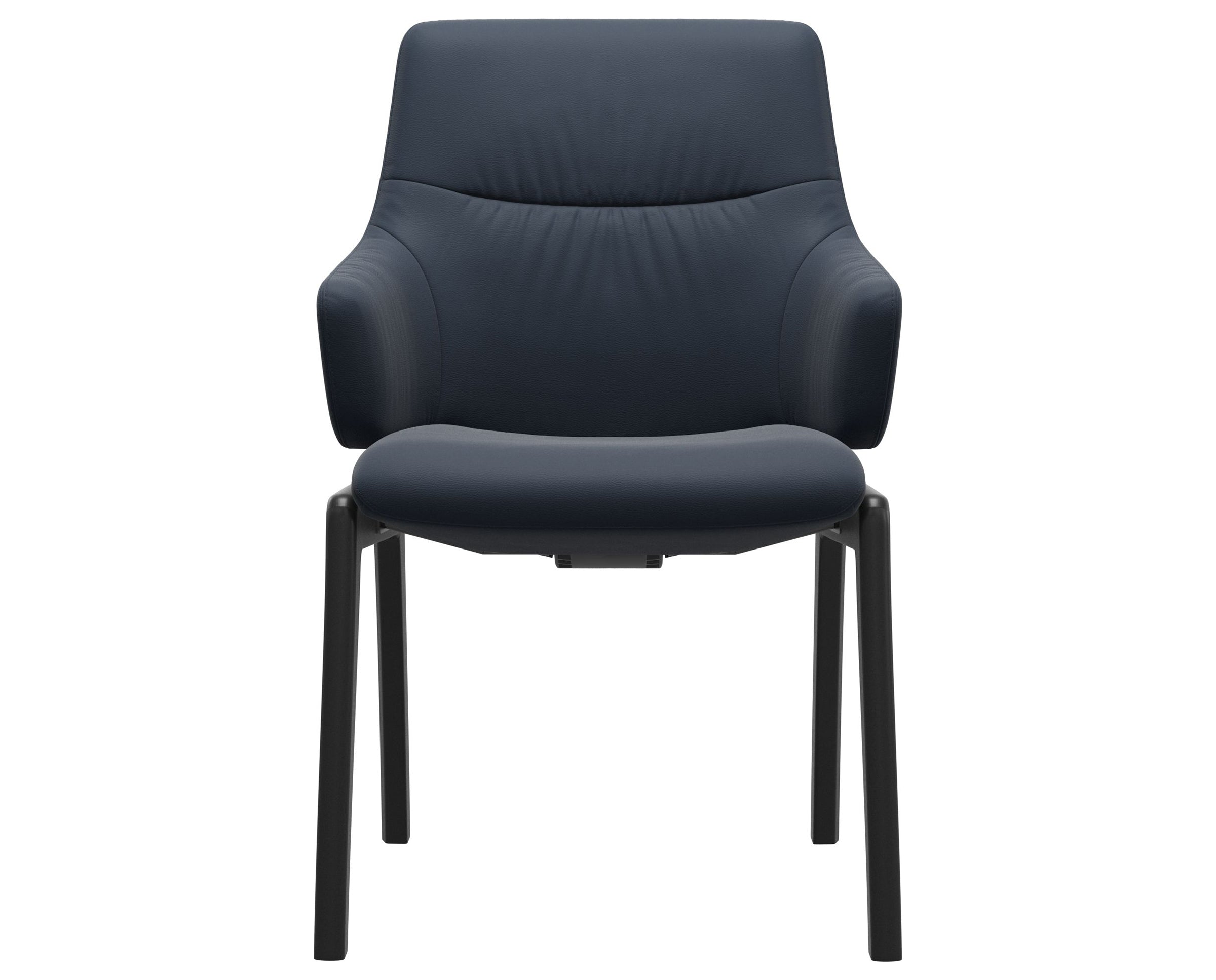 Paloma Leather Oxford Blue and Black Base | Stressless Mint Low Back D100 Dining Chair w/Arms | Valley Ridge Furniture