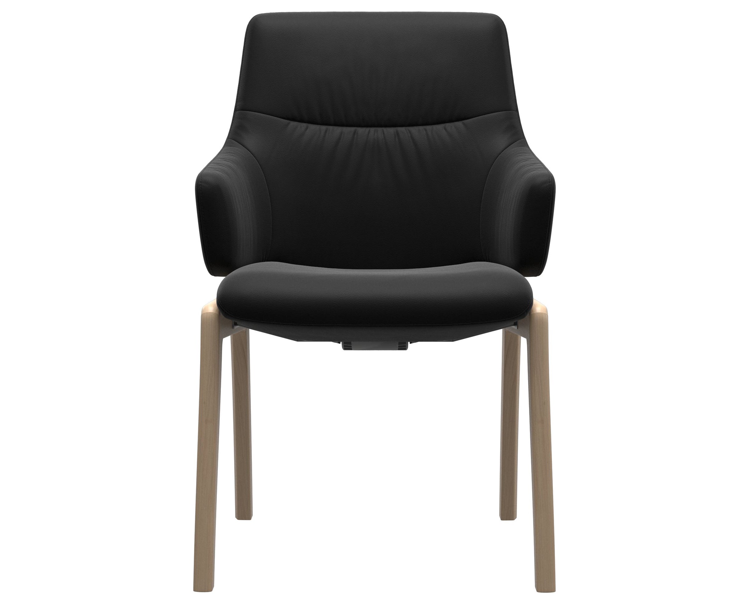 Paloma Leather Black and Natural Base | Stressless Mint Low Back D100 Dining Chair w/Arms | Valley Ridge Furniture