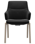 Paloma Leather Black and Whitewash Base | Stressless Mint Low Back D100 Dining Chair w/Arms | Valley Ridge Furniture