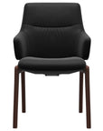Paloma Leather Black and Walnut Base | Stressless Mint Low Back D100 Dining Chair w/Arms | Valley Ridge Furniture