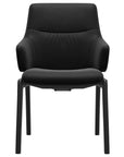 Paloma Leather Black and Black Base | Stressless Mint Low Back D100 Dining Chair w/Arms | Valley Ridge Furniture