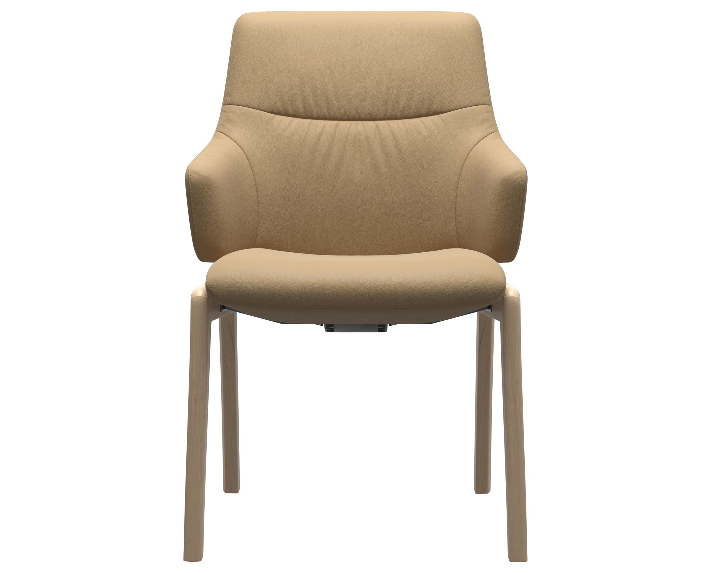 Paloma Leather Sand and Natural Base | Stressless Mint Low Back D100 Dining Chair w/Arms | Valley Ridge Furniture
