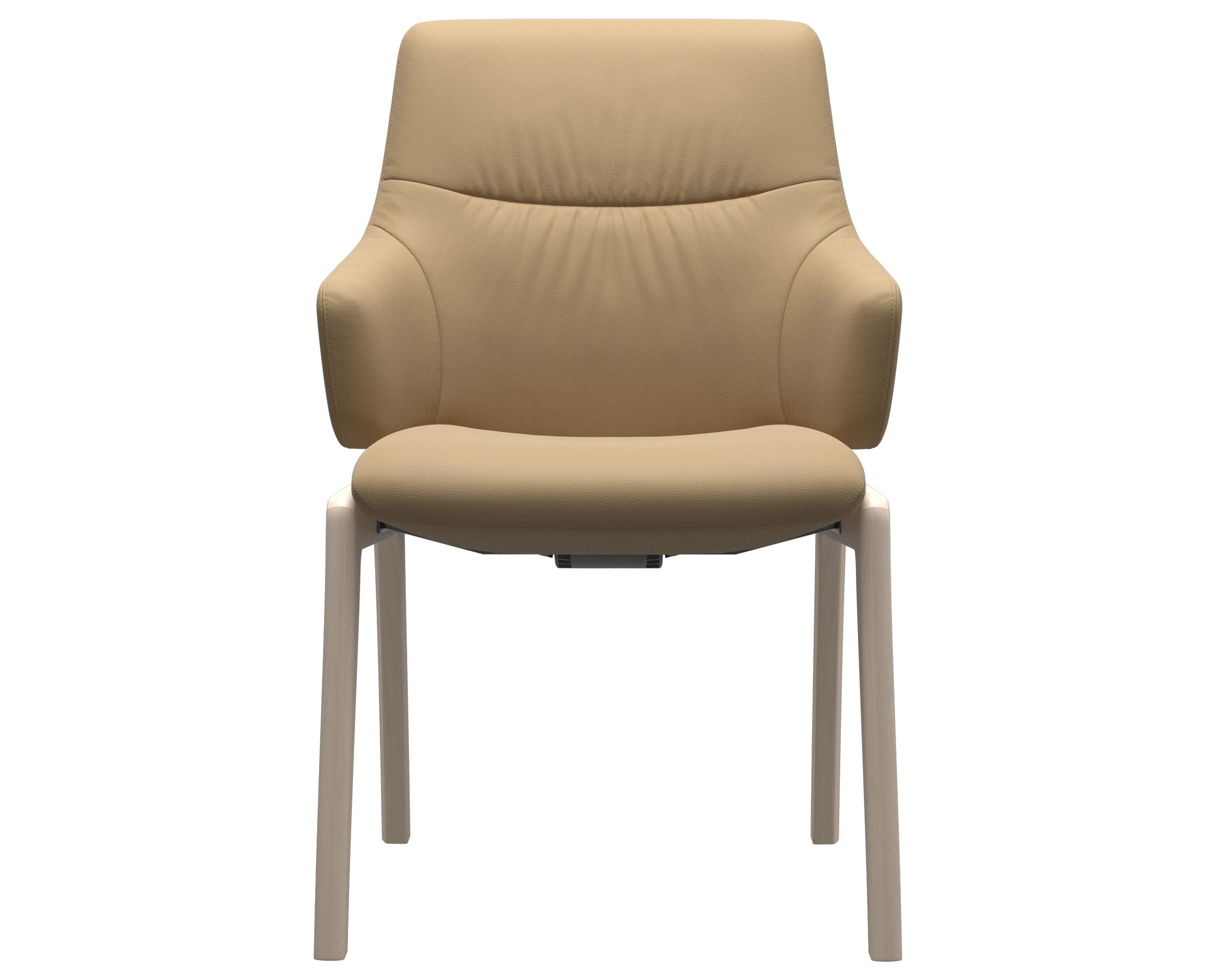 Paloma Leather Sand and Whitewash Base | Stressless Mint Low Back D100 Dining Chair w/Arms | Valley Ridge Furniture