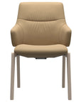 Paloma Leather Sand and Whitewash Base | Stressless Mint Low Back D100 Dining Chair w/Arms | Valley Ridge Furniture
