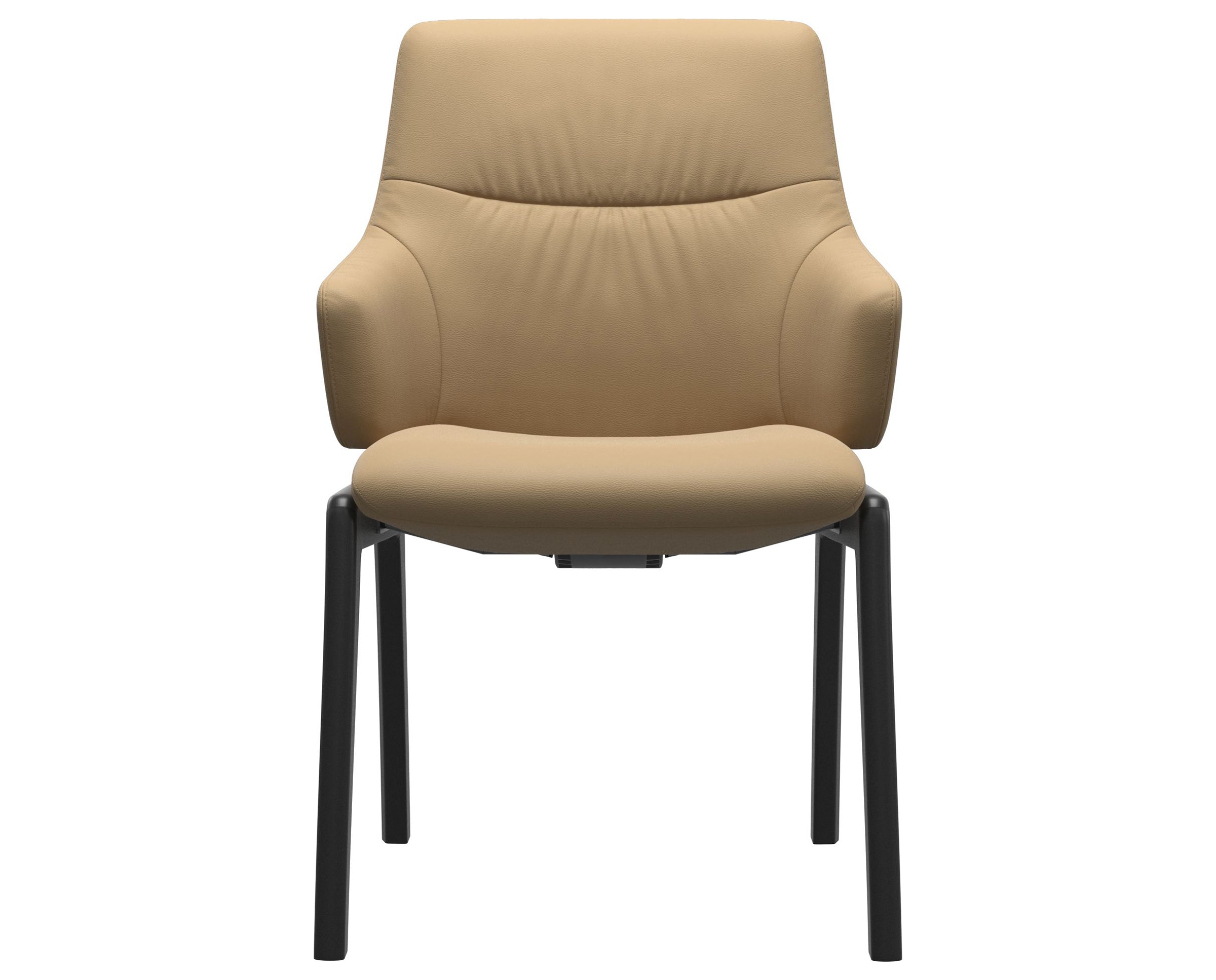 Paloma Leather Sand and Black Base | Stressless Mint Low Back D100 Dining Chair w/Arms | Valley Ridge Furniture
