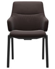 Paloma Leather Chocolate and Black Base | Stressless Mint Low Back D100 Dining Chair w/Arms | Valley Ridge Furniture