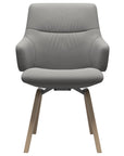 Paloma Leather Silver Grey and Natural Base | Stressless Mint Low Back D200 Dining Chair w/Arms | Valley Ridge Furniture