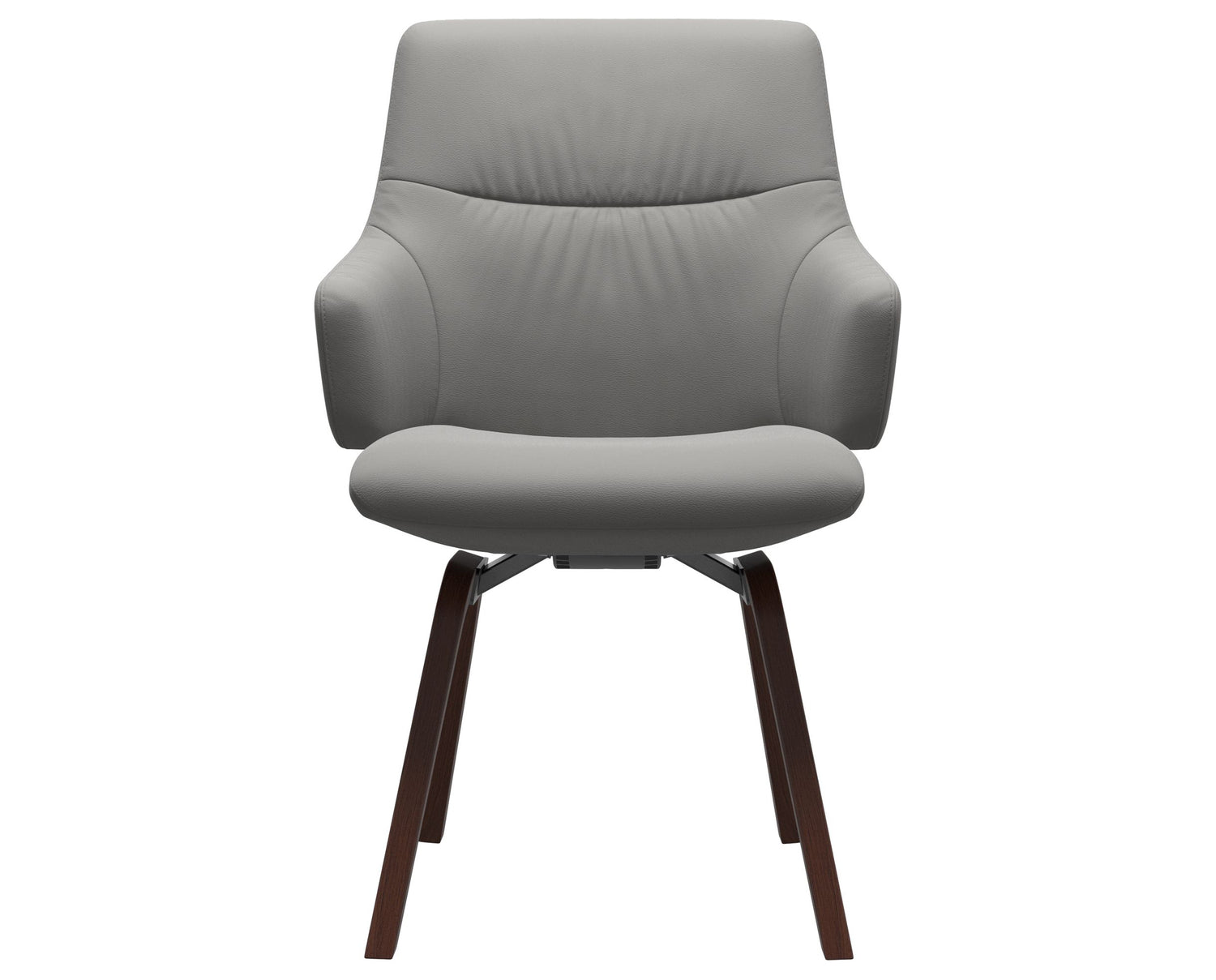 Paloma Leather Silver Grey & Walnut Base | Stressless Mint Low Back D200 Dining Chair w/Arms | Valley Ridge Furniture