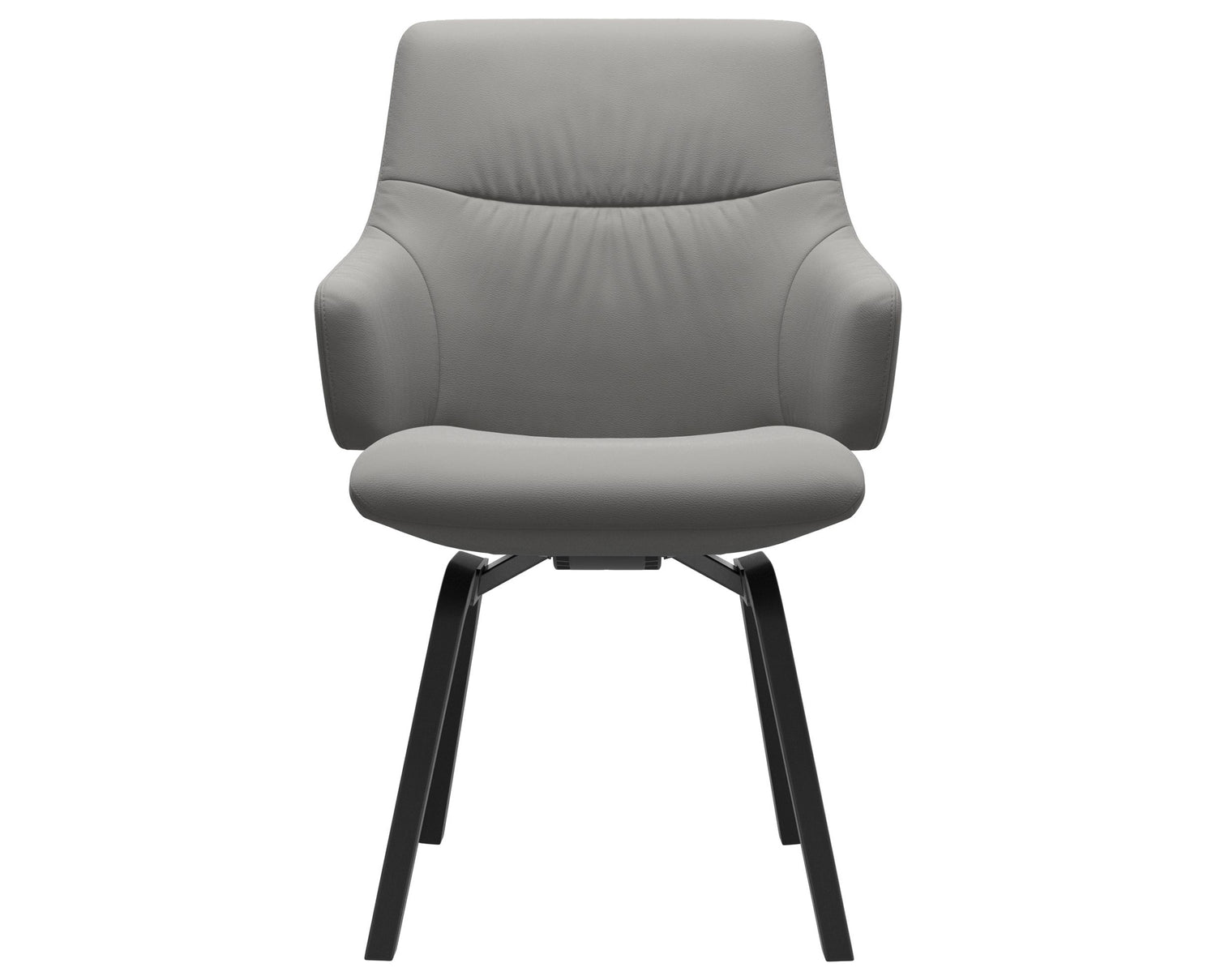 Paloma Leather Silver Grey & Black Base | Stressless Mint Low Back D200 Dining Chair w/Arms | Valley Ridge Furniture
