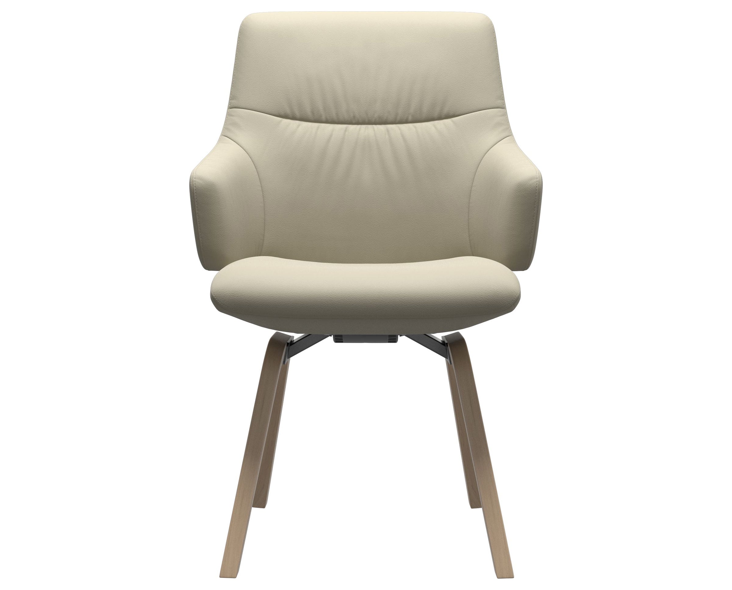 Paloma Leather Light Grey and Natural Base | Stressless Mint Low Back D200 Dining Chair w/Arms | Valley Ridge Furniture