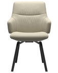 Paloma Leather Light Grey and Black Base | Stressless Mint Low Back D200 Dining Chair w/Arms | Valley Ridge Furniture