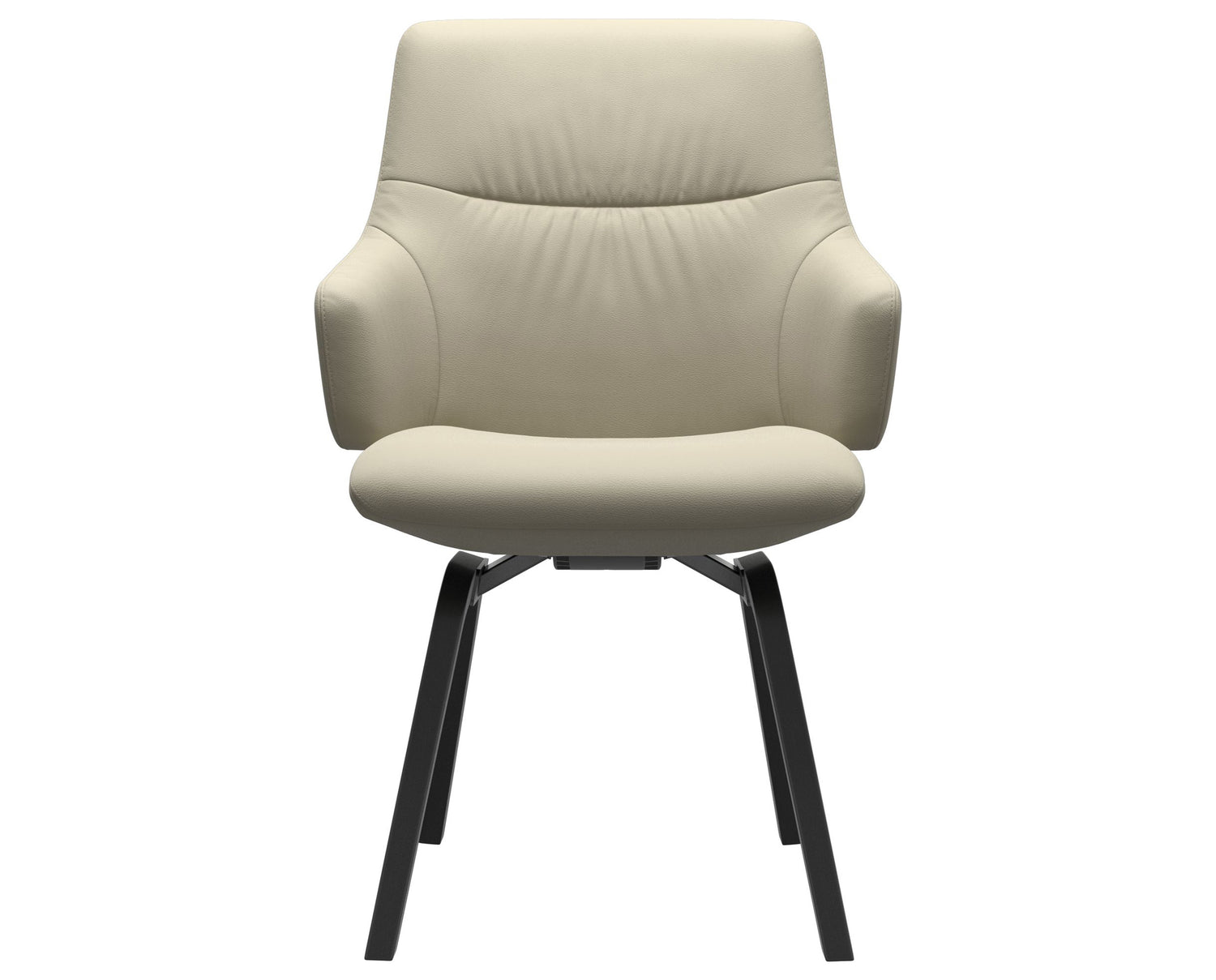 Paloma Leather Light Grey & Black Base | Stressless Mint Low Back D200 Dining Chair w/Arms | Valley Ridge Furniture