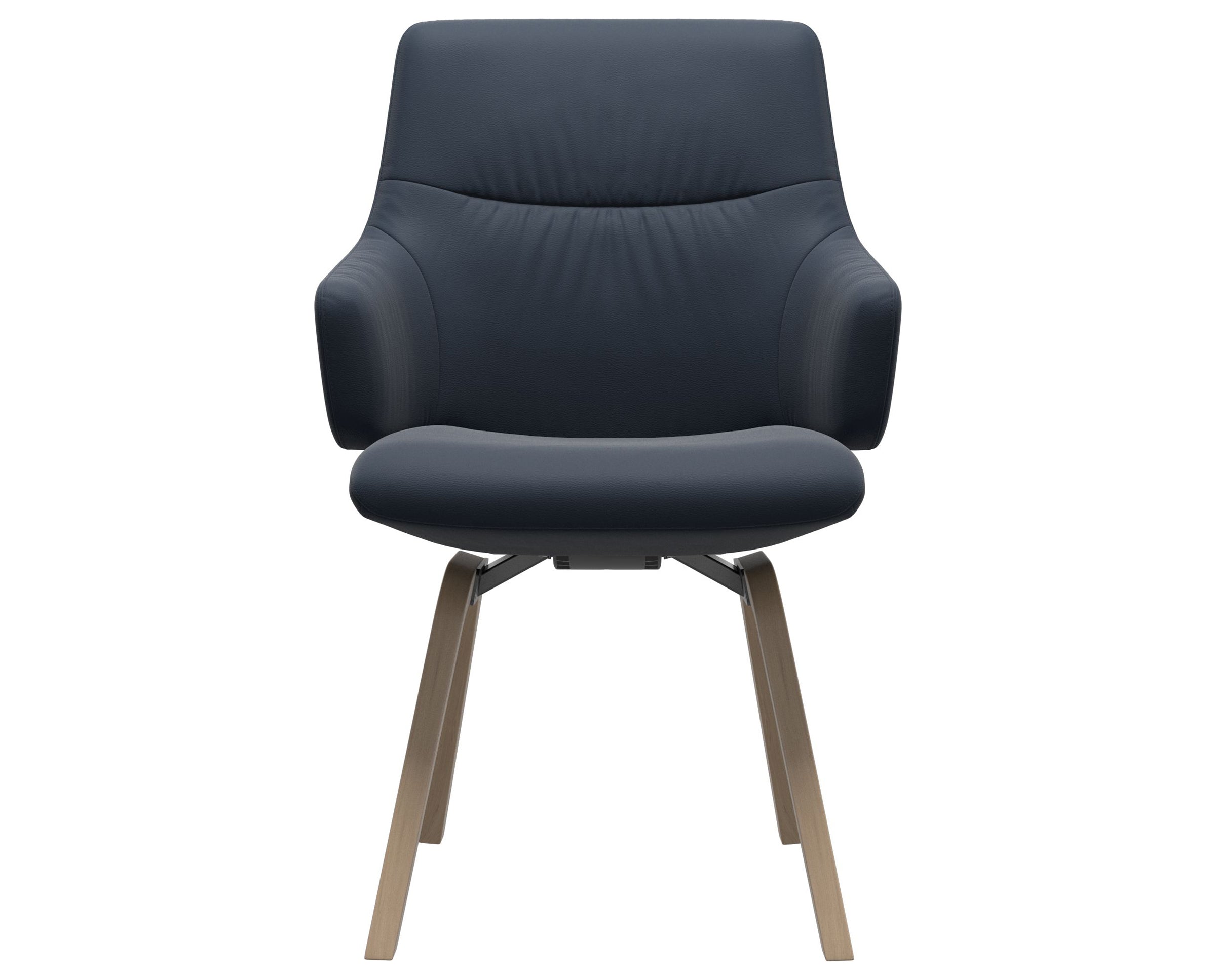Paloma Leather Oxford Blue and Natural Base | Stressless Mint Low Back D200 Dining Chair w/Arms | Valley Ridge Furniture