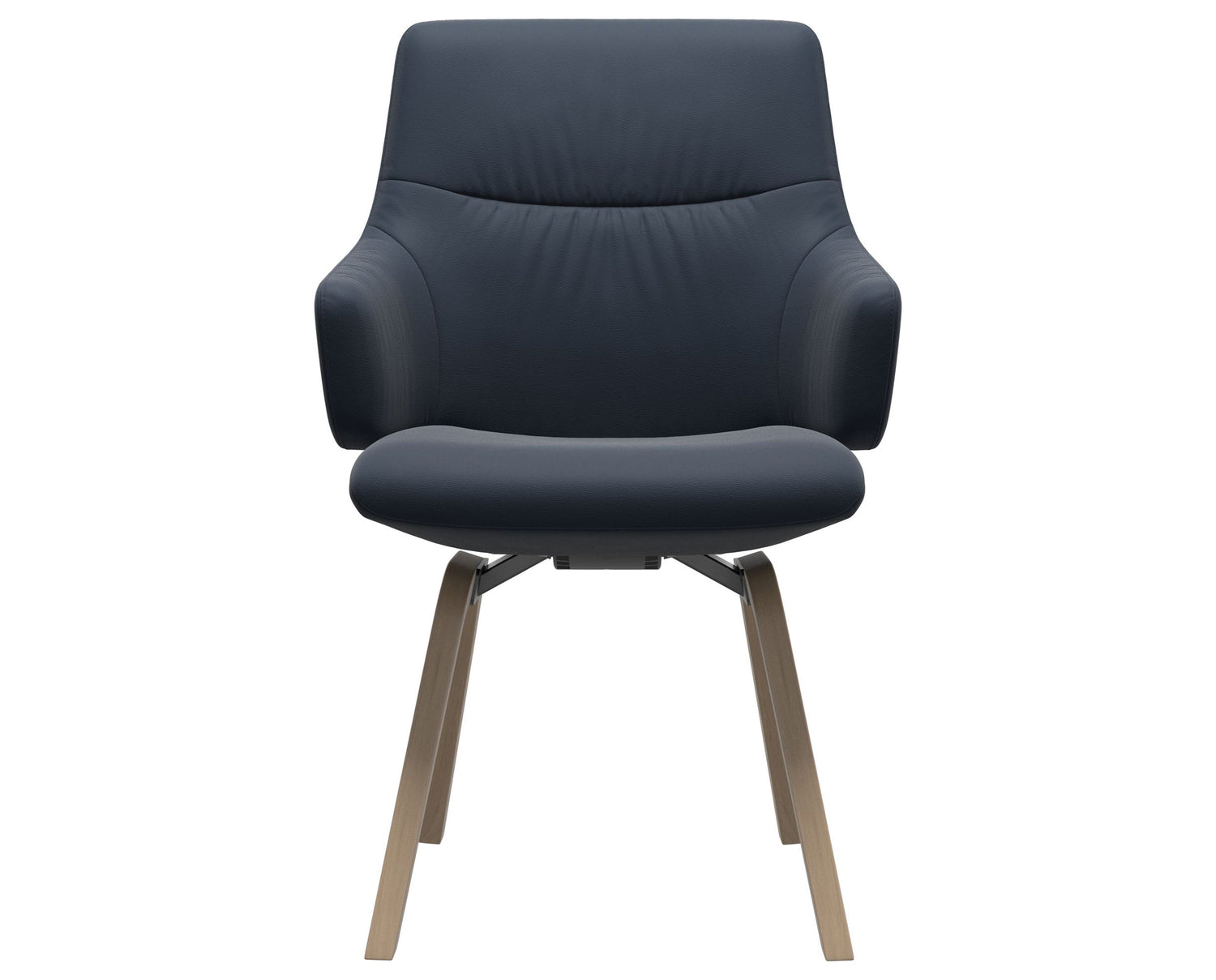 Paloma Leather Oxford Blue & Natural Base | Stressless Mint Low Back D200 Dining Chair w/Arms | Valley Ridge Furniture