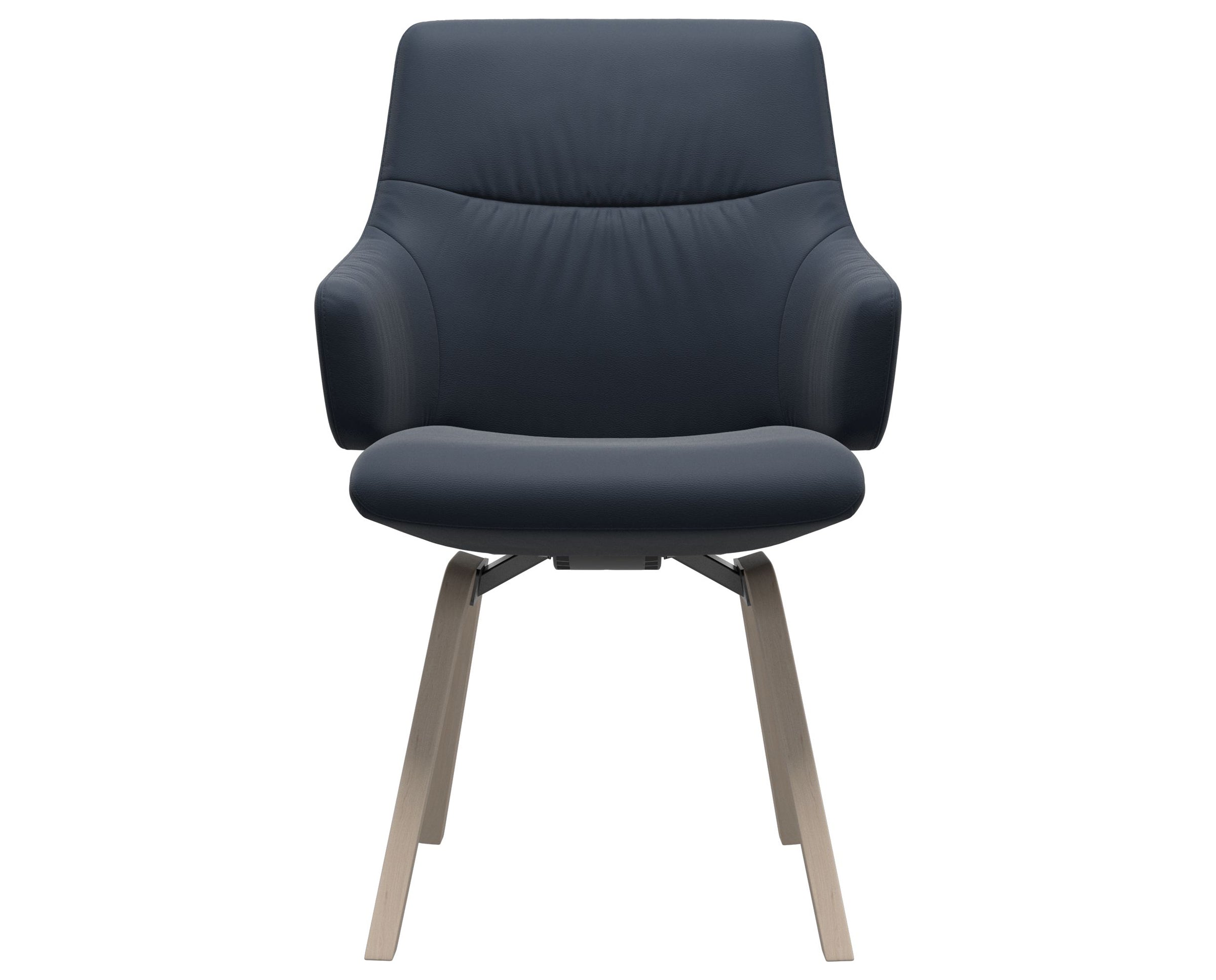 Paloma Leather Oxford Blue and Whitewash Base | Stressless Mint Low Back D200 Dining Chair w/Arms | Valley Ridge Furniture