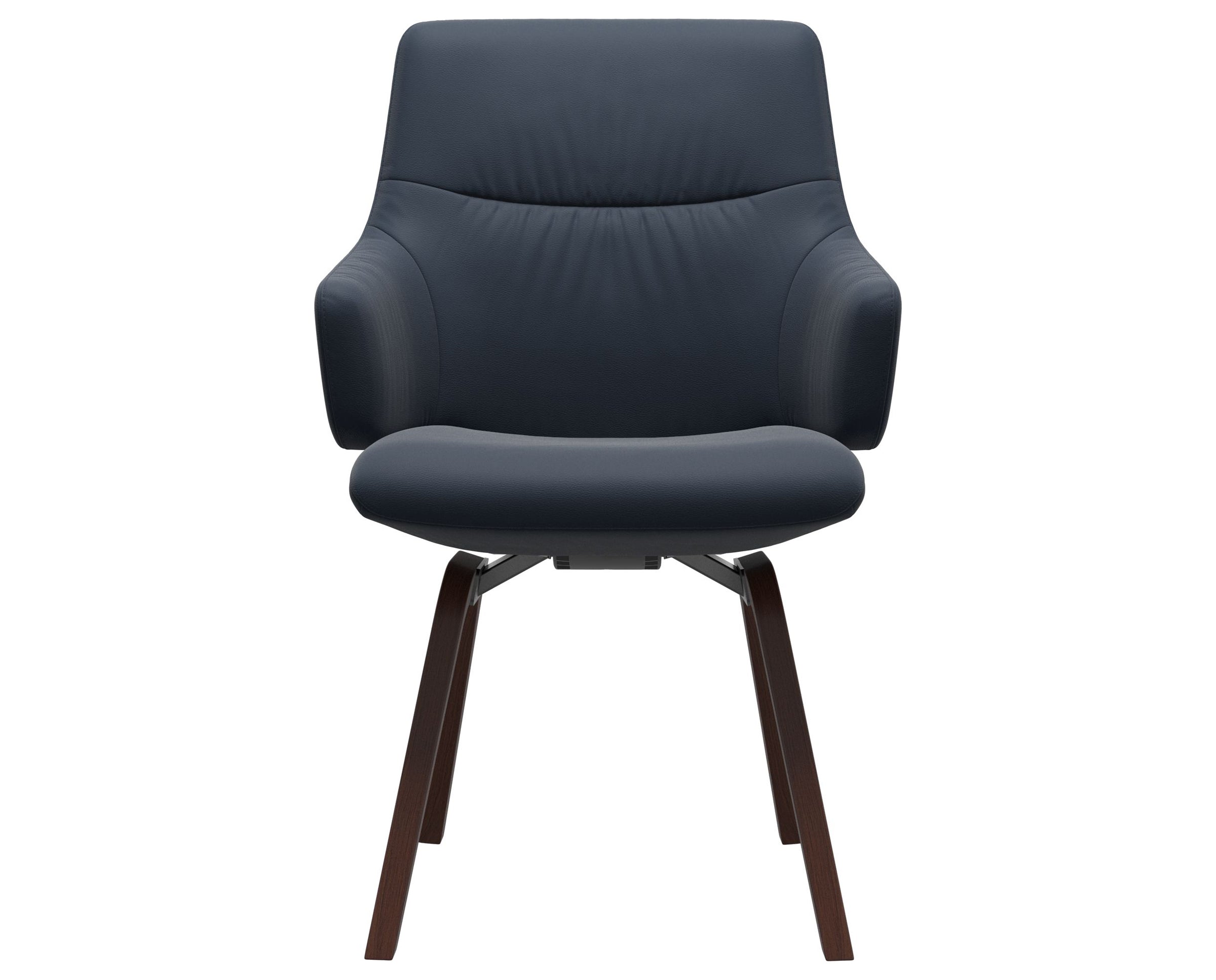 Paloma Leather Oxford Blue and Walnut Base | Stressless Mint Low Back D200 Dining Chair w/Arms | Valley Ridge Furniture