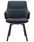 Paloma Leather Oxford Blue and Black Base | Stressless Mint Low Back D200 Dining Chair w/Arms | Valley Ridge Furniture
