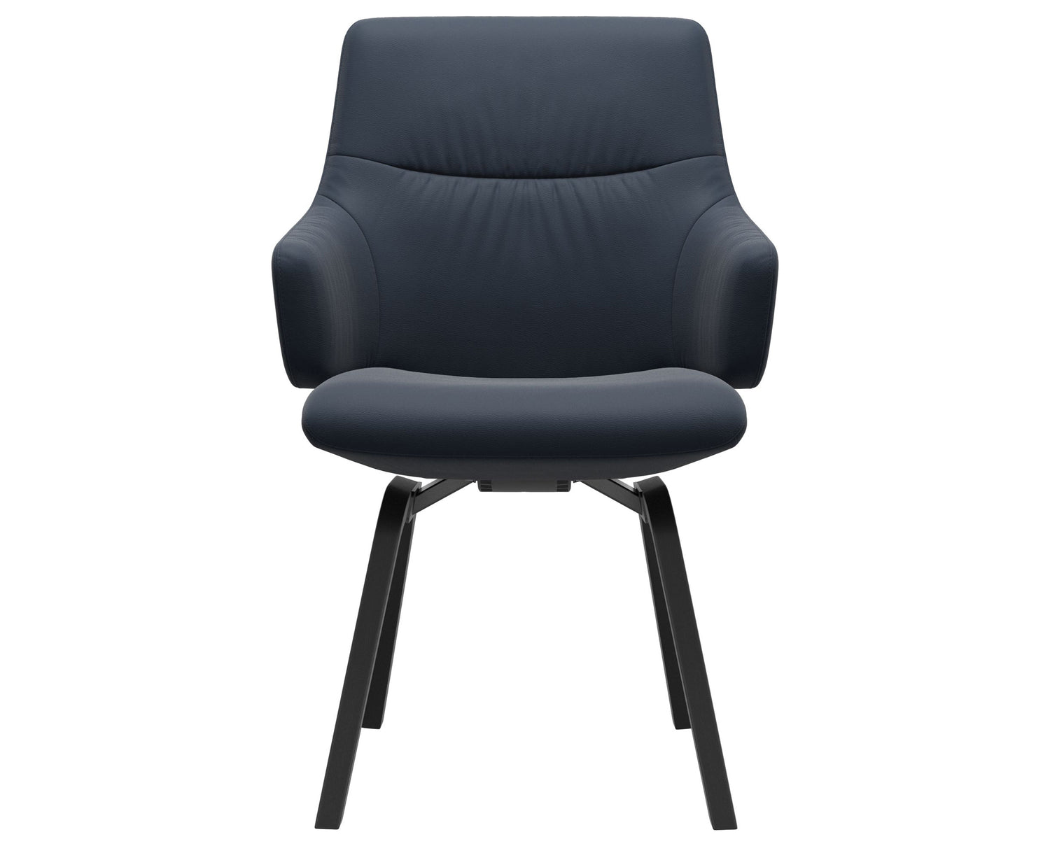 Paloma Leather Oxford Blue & Black Base | Stressless Mint Low Back D200 Dining Chair w/Arms | Valley Ridge Furniture