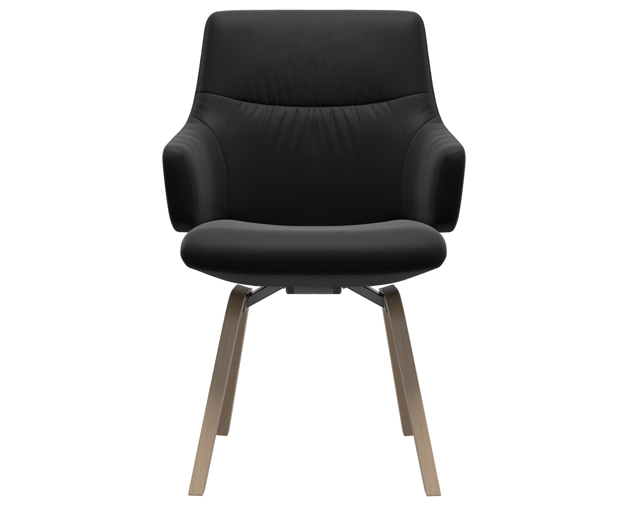 Paloma Leather Black and Natural Base | Stressless Mint Low Back D200 Dining Chair w/Arms | Valley Ridge Furniture