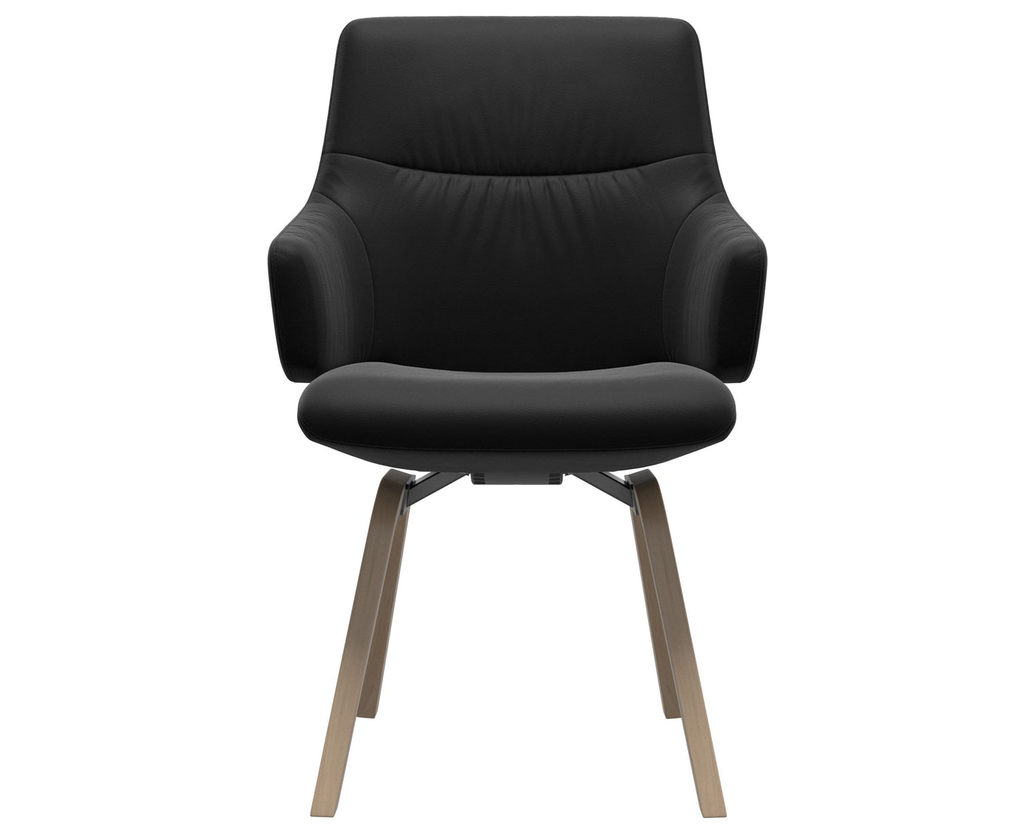 Paloma Leather Black & Natural Base | Stressless Mint Low Back D200 Dining Chair w/Arms | Valley Ridge Furniture
