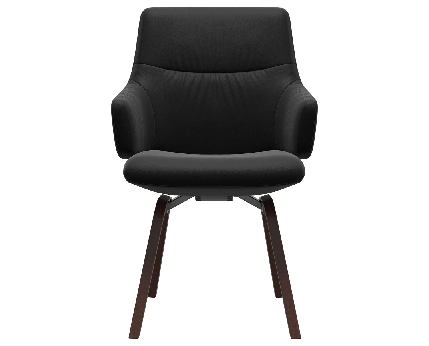 Paloma Leather Black & Walnut Base | Stressless Mint Low Back D200 Dining Chair w/Arms | Valley Ridge Furniture