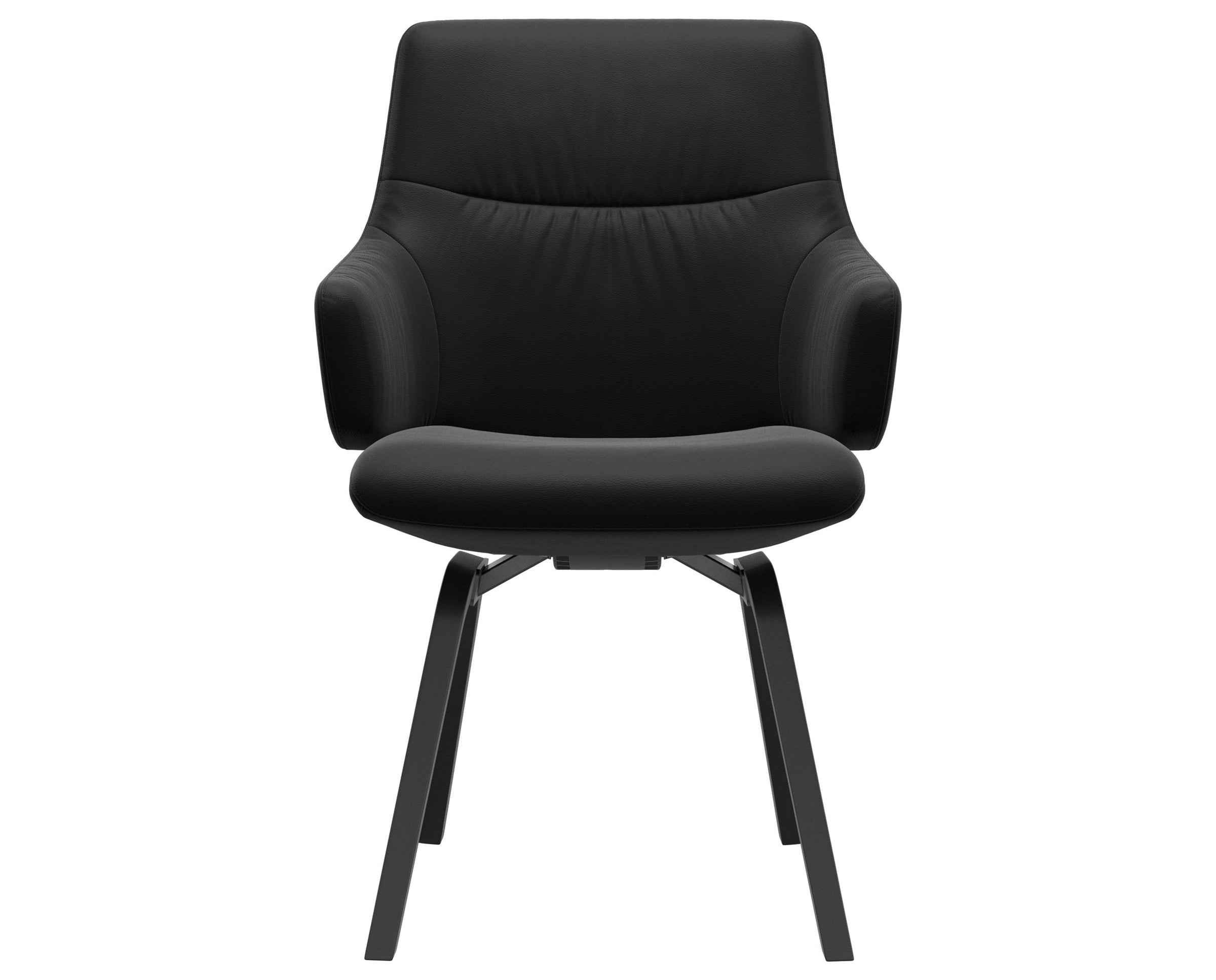 Paloma Leather Black and Black Base | Stressless Mint Low Back D200 Dining Chair w/Arms | Valley Ridge Furniture