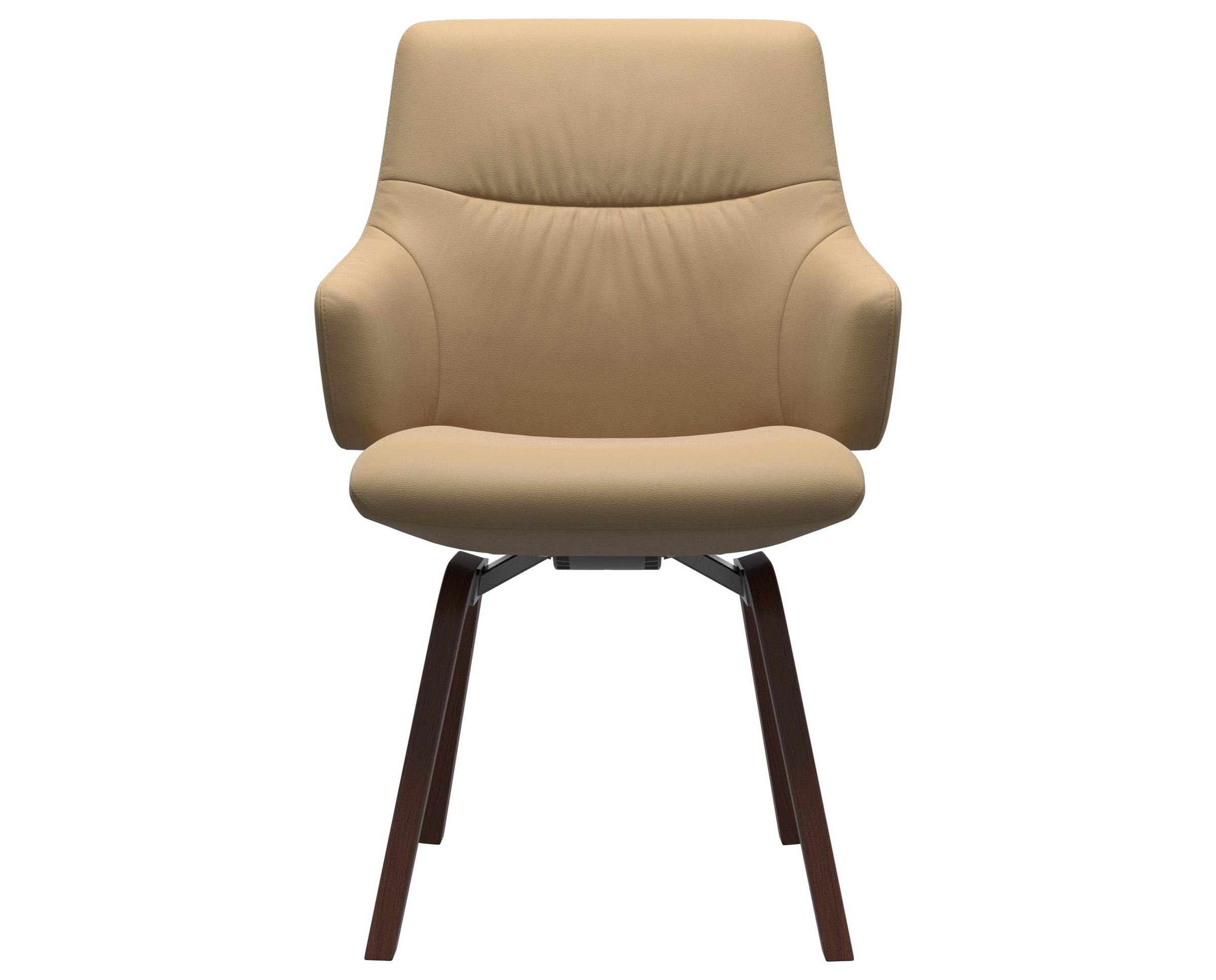 Paloma Leather Sand and Walnut Base | Stressless Mint Low Back D200 Dining Chair w/Arms | Valley Ridge Furniture