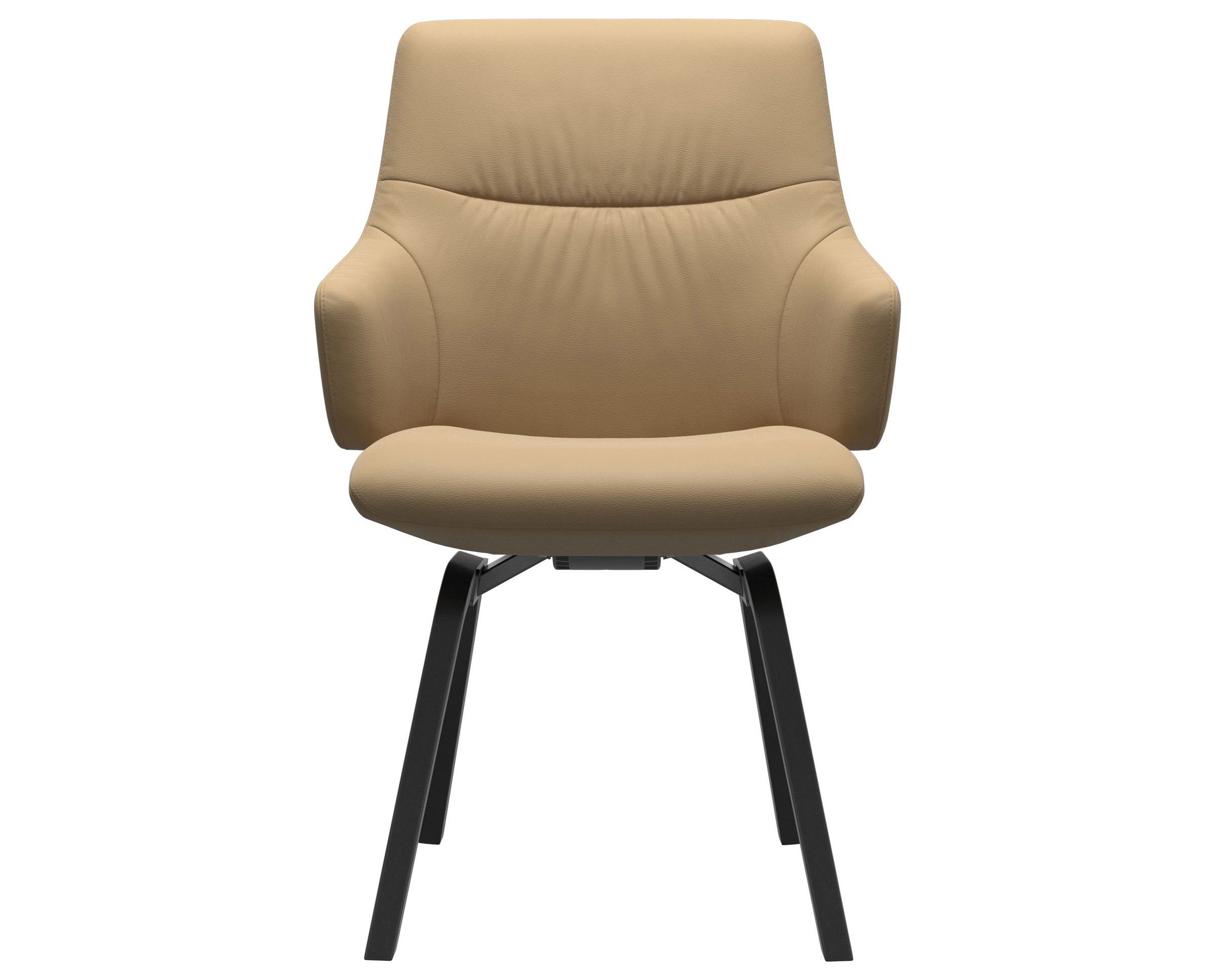 Paloma Leather Sand and Black Base | Stressless Mint Low Back D200 Dining Chair w/Arms | Valley Ridge Furniture