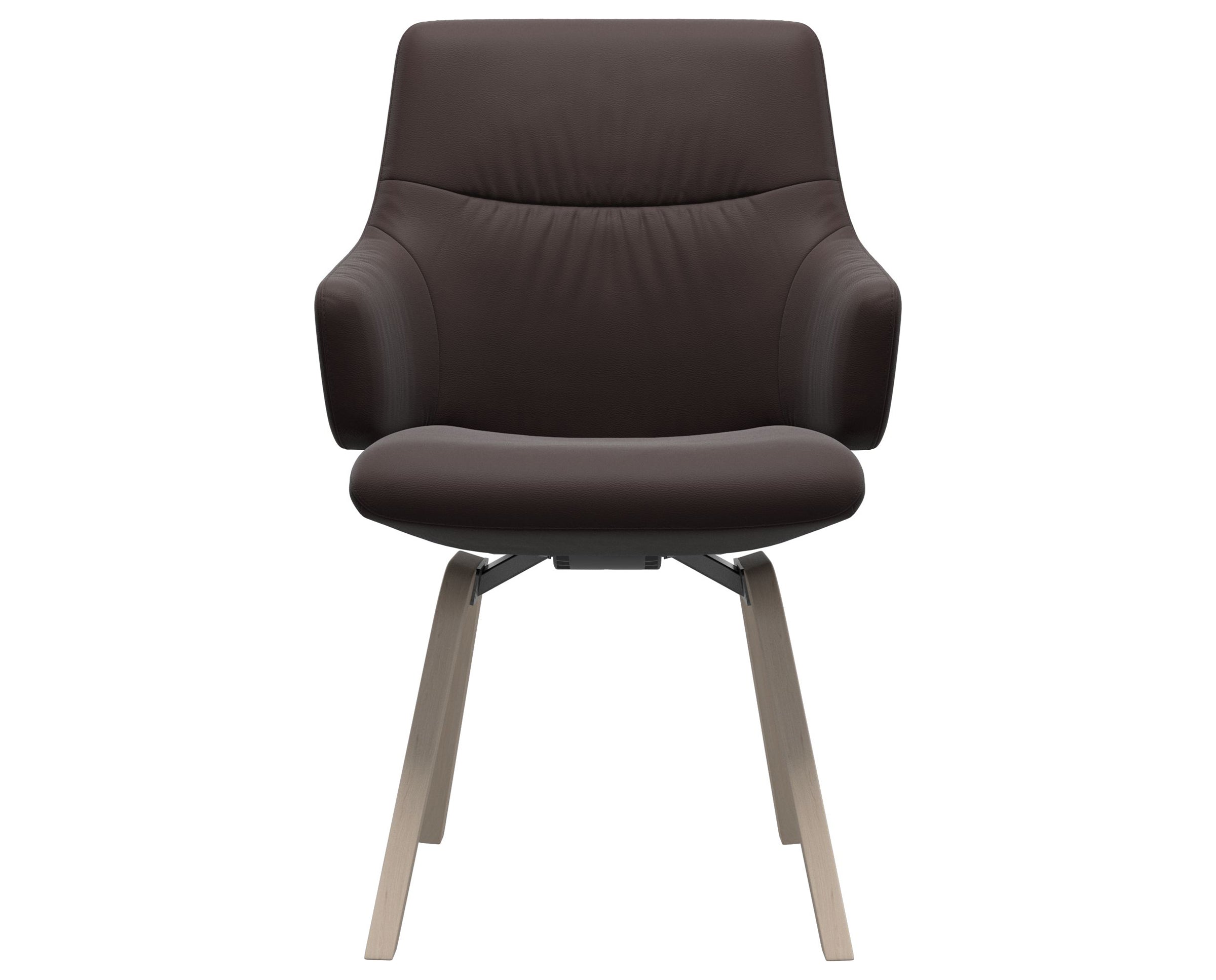 Paloma Leather Chocolate and Whitewash Base | Stressless Mint Low Back D200 Dining Chair w/Arms | Valley Ridge Furniture