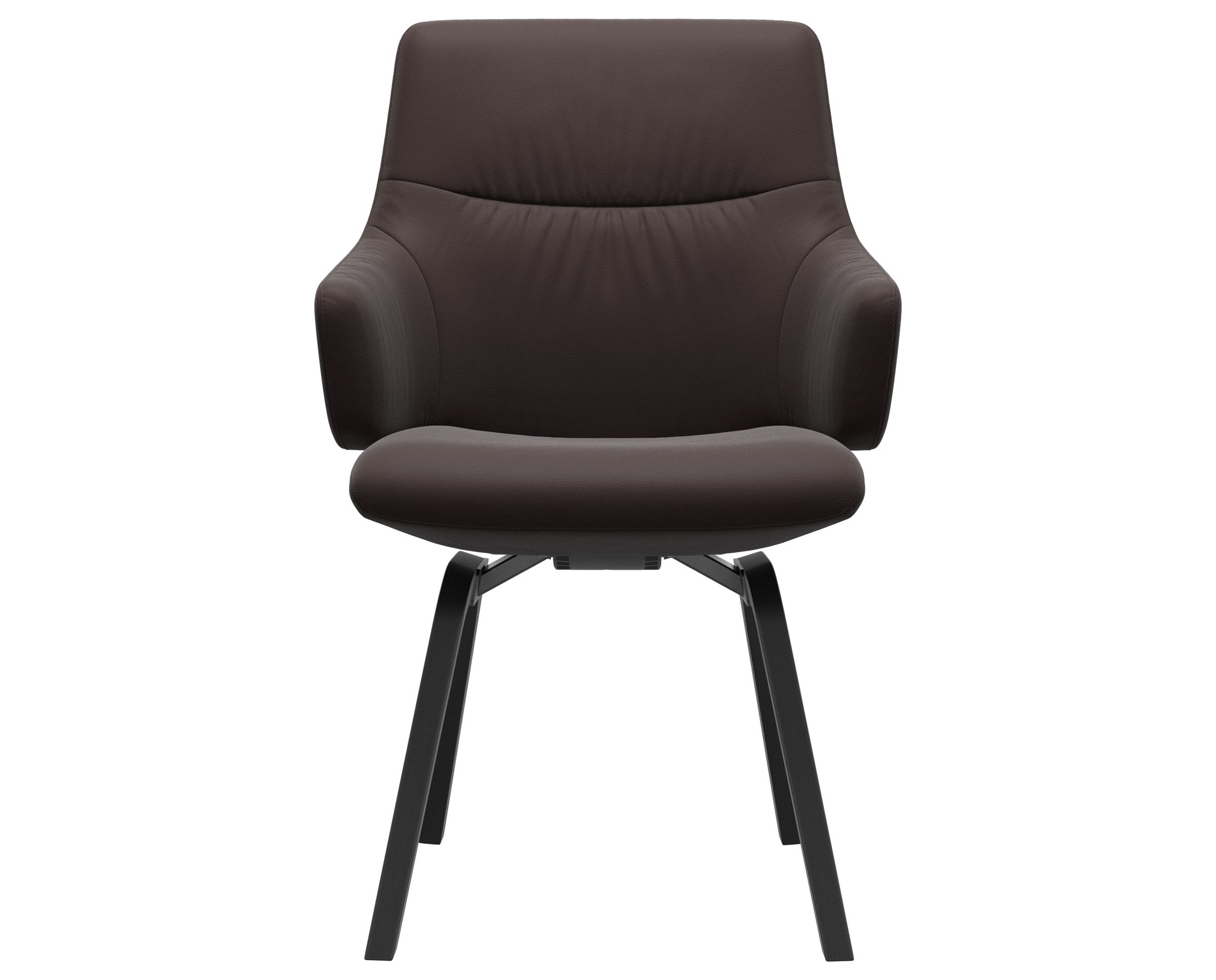 Paloma Leather Chocolate and Black Base | Stressless Mint Low Back D200 Dining Chair w/Arms | Valley Ridge Furniture