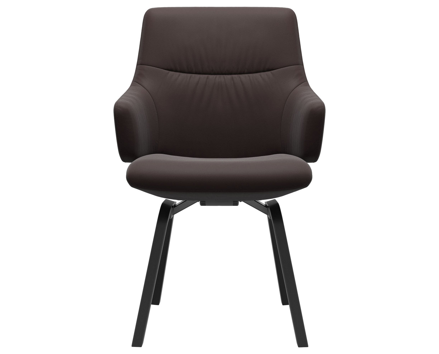 Paloma Leather Chocolate & Black Base | Stressless Mint Low Back D200 Dining Chair w/Arms | Valley Ridge Furniture