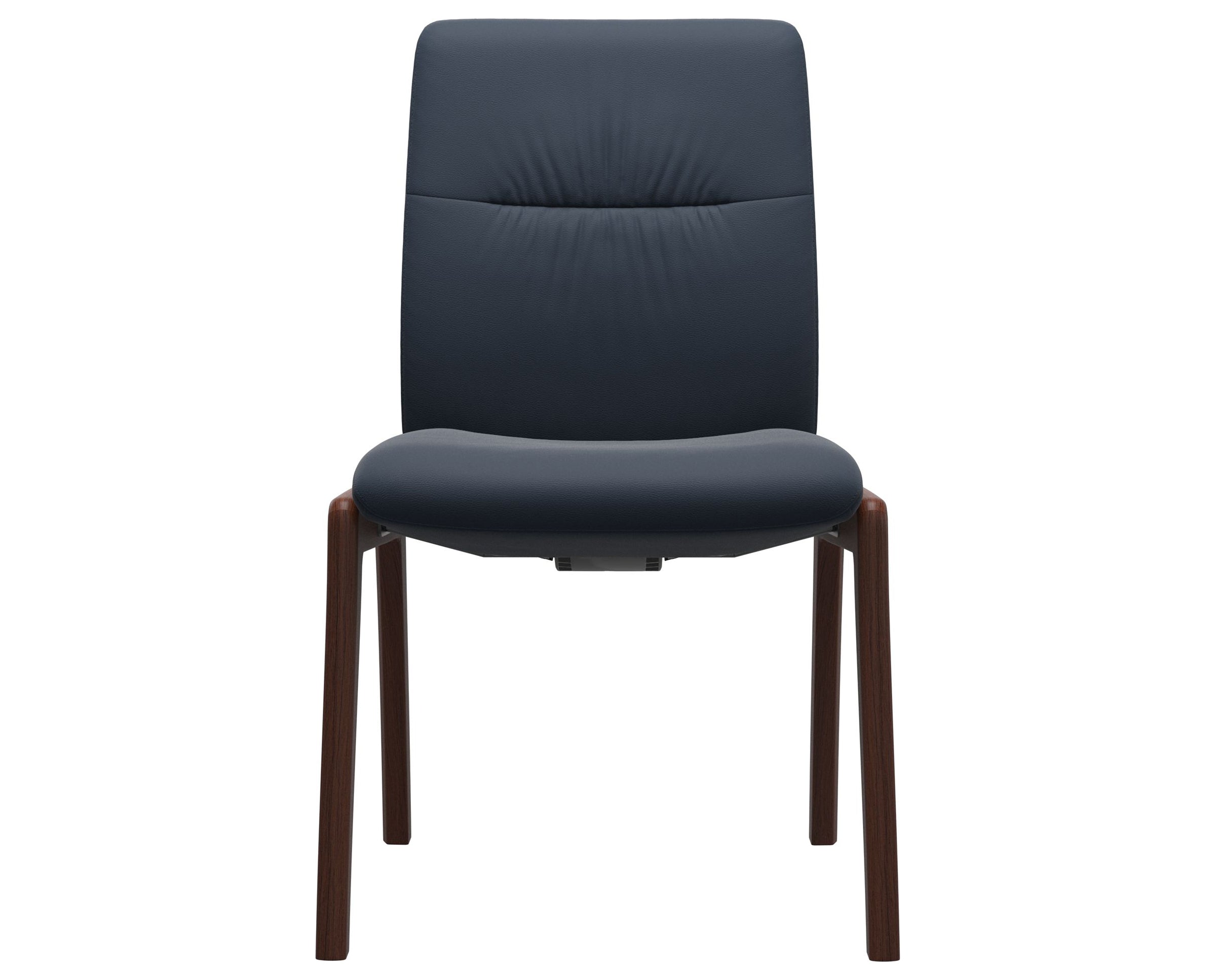 Paloma Leather Oxford Blue and Walnut Base | Stressless Mint Low Back D100 Dining Chair | Valley Ridge Furniture