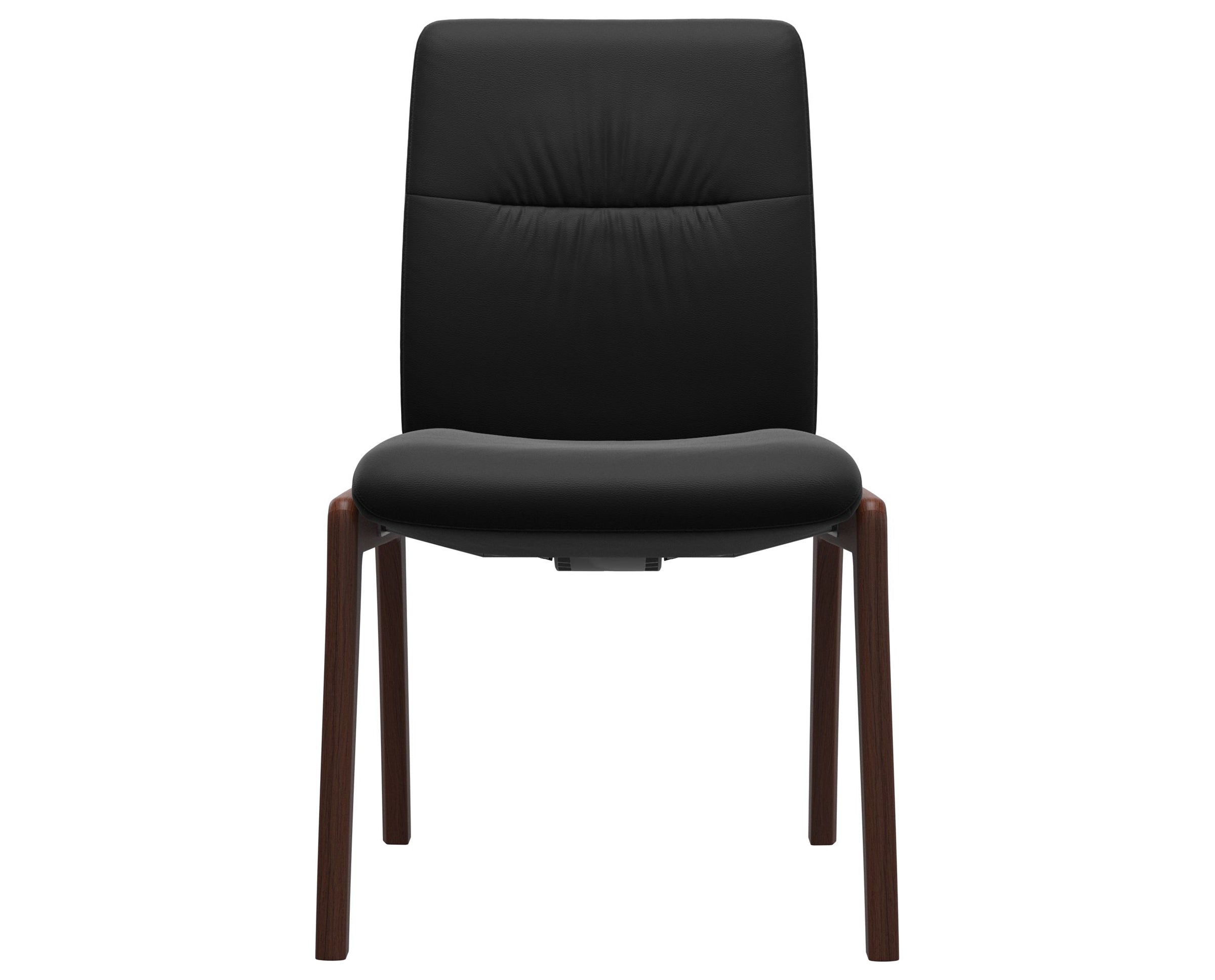 Paloma Leather Black and Walnut Base | Stressless Mint Low Back D100 Dining Chair | Valley Ridge Furniture