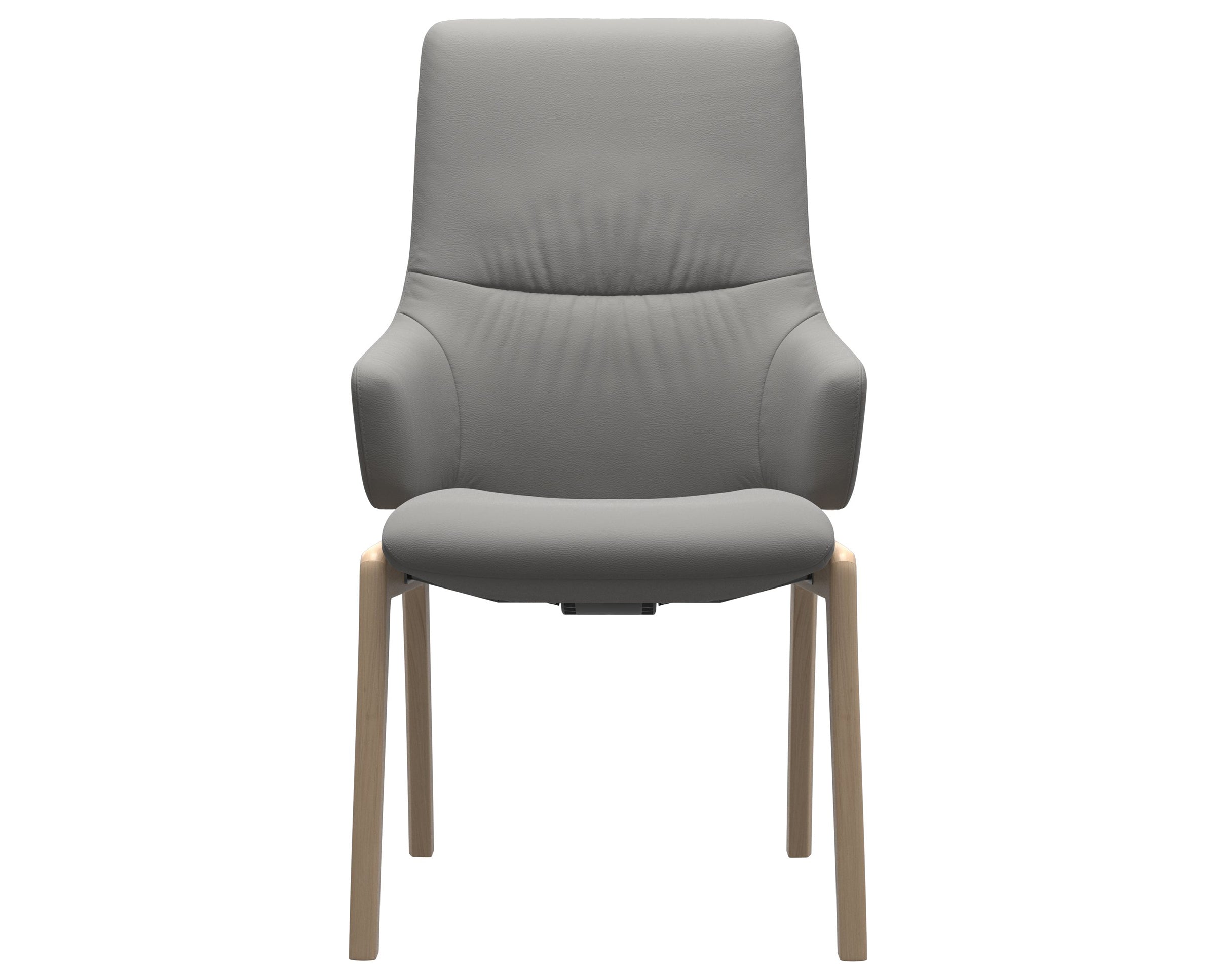 Paloma Leather Silver Grey and Natural Base | Stressless Mint High Back D100 Dining Chair w/Arms | Valley Ridge Furniture