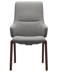 Paloma Leather Silver Grey and Walnut Base | Stressless Mint High Back D100 Dining Chair w/Arms | Valley Ridge Furniture