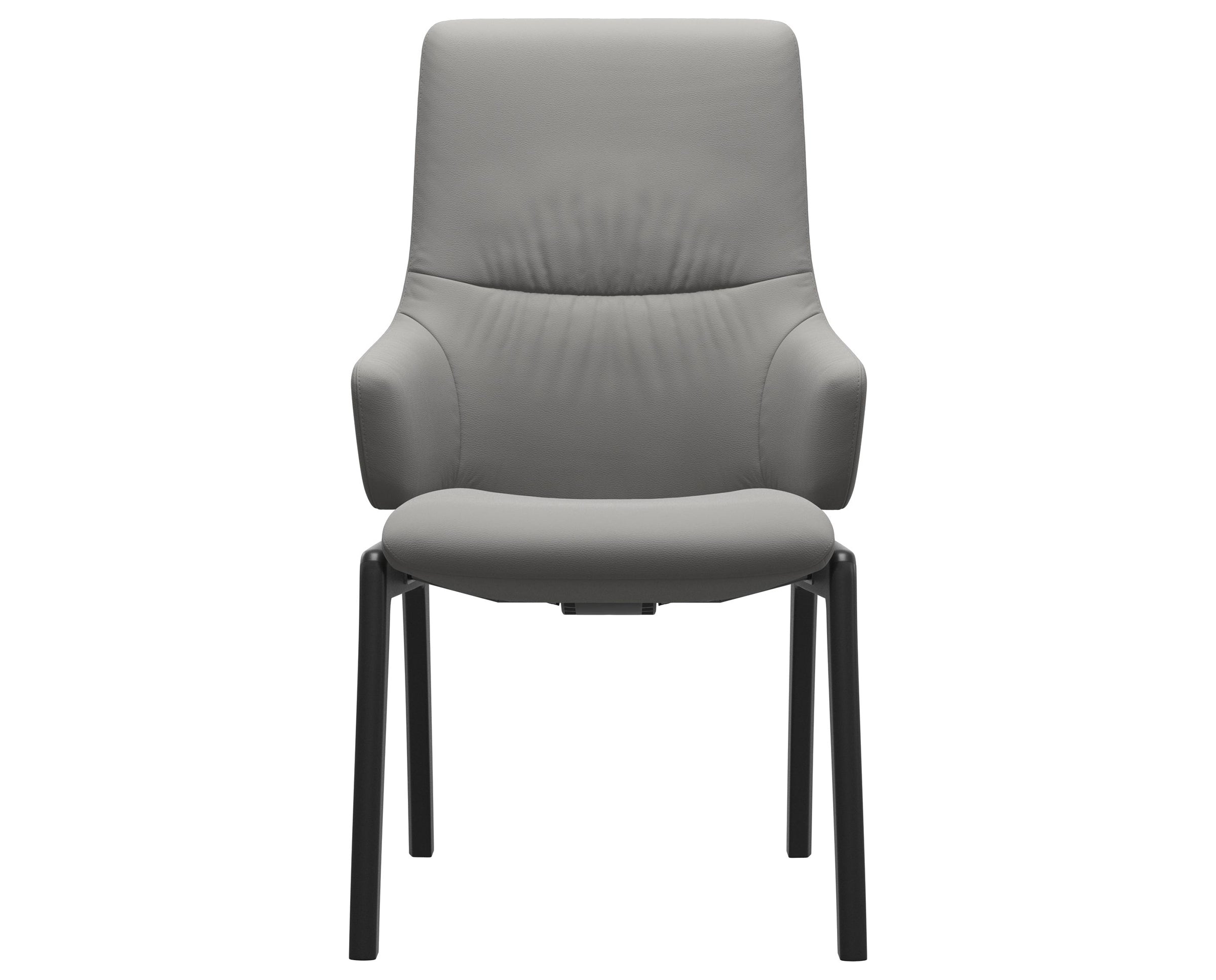 Paloma Leather Silver Grey and Black Base | Stressless Mint High Back D100 Dining Chair w/Arms | Valley Ridge Furniture