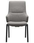 Paloma Leather Silver Grey and Black Base | Stressless Mint High Back D100 Dining Chair w/Arms | Valley Ridge Furniture
