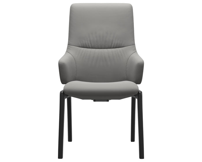 Paloma Leather Silver Grey & Black Base | Stressless Mint High Back D100 Dining Chair w/Arms | Valley Ridge Furniture